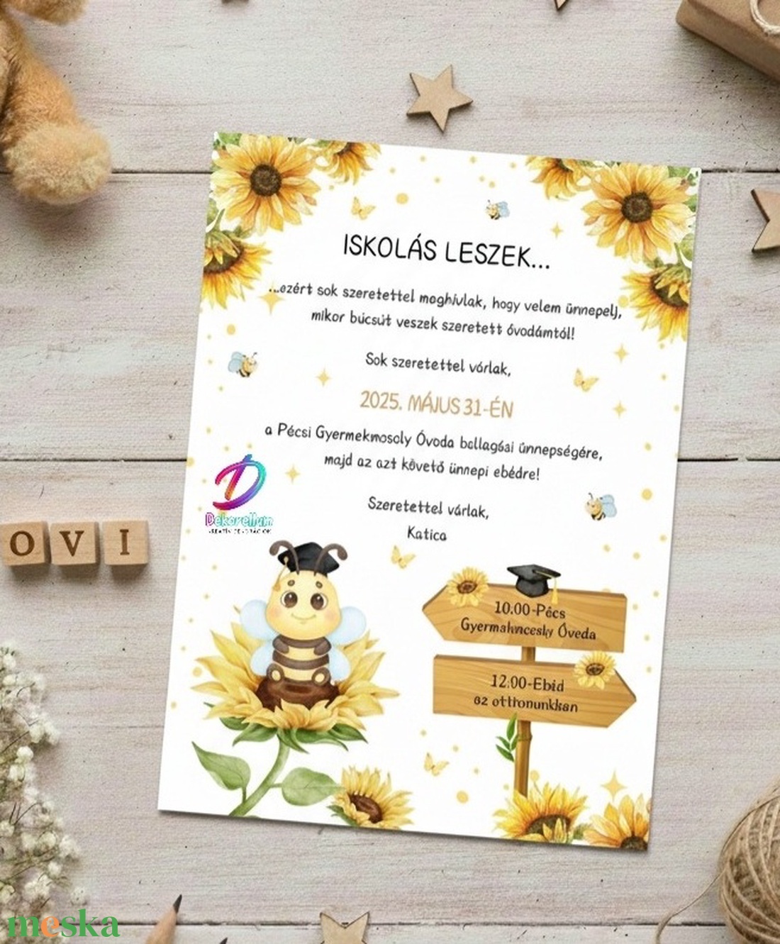 Ovis ballagási meghívó-méhecskés - otthon & életmód - papír, írószer - ajándékozás kellékei - meghívó - Meska.hu