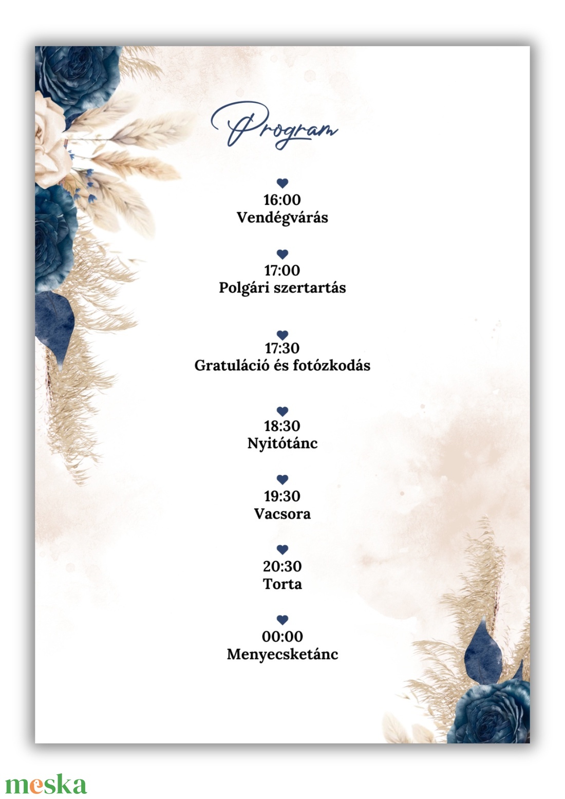 Pampás esküvői meghívó programleírással - esküvő - meghívó & kártya - meghívó - Meska.hu