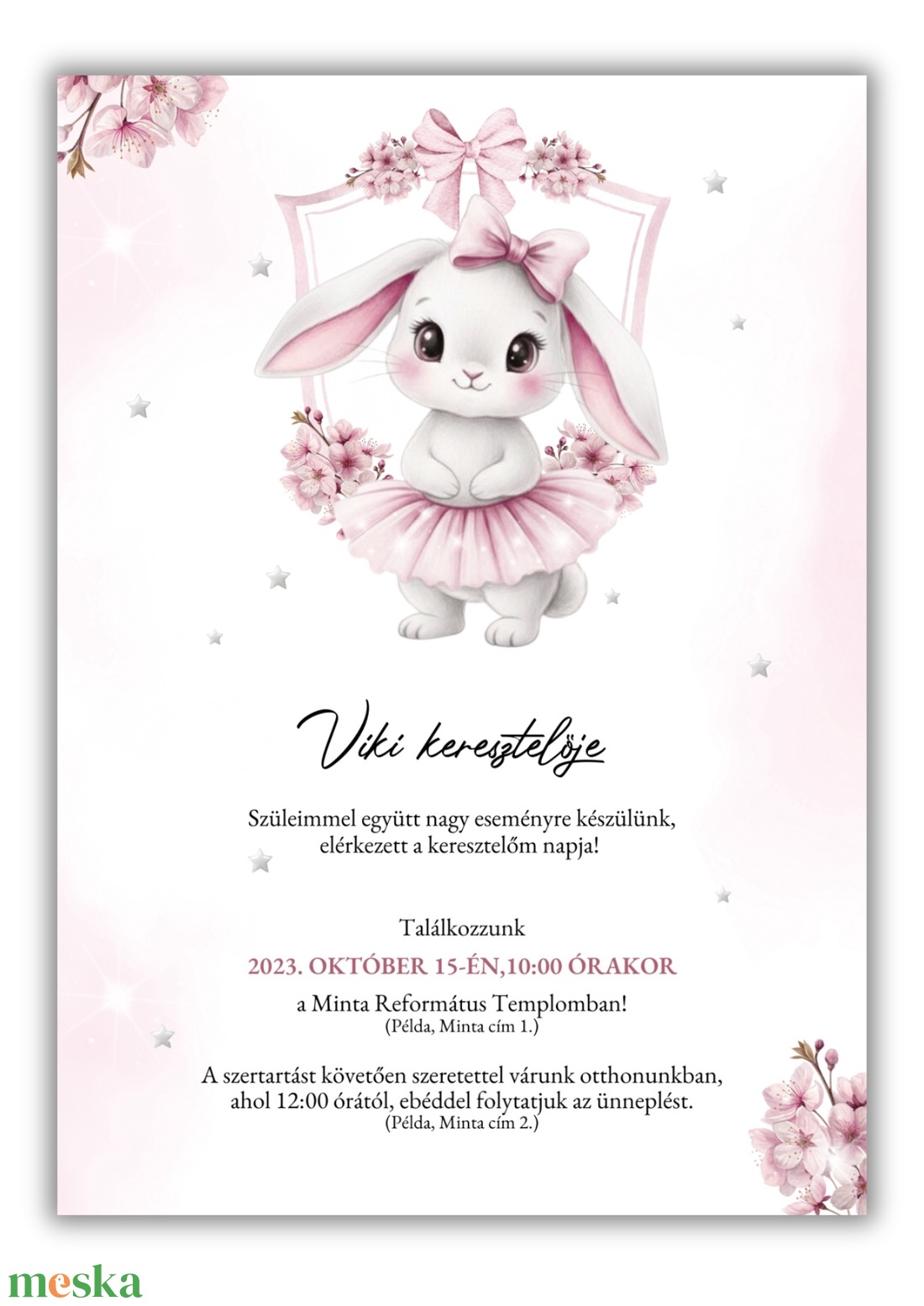 Keresztelési meghívó lányoknak� elegáns, személyre szabott, prémium kivitel - baba - mama - keresztelő kellékek - keresztelő meghívó - Meska.hu