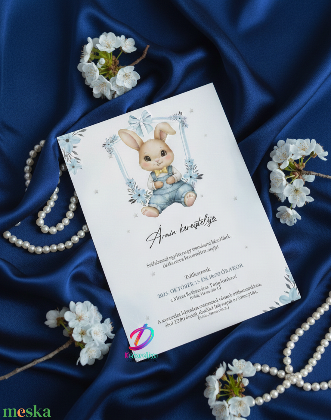 Keresztelési meghívó fiúknak � elegáns, személyre szabott, prémium kivitel - baba - mama - keresztelő kellékek - keresztelő meghívó - Meska.hu