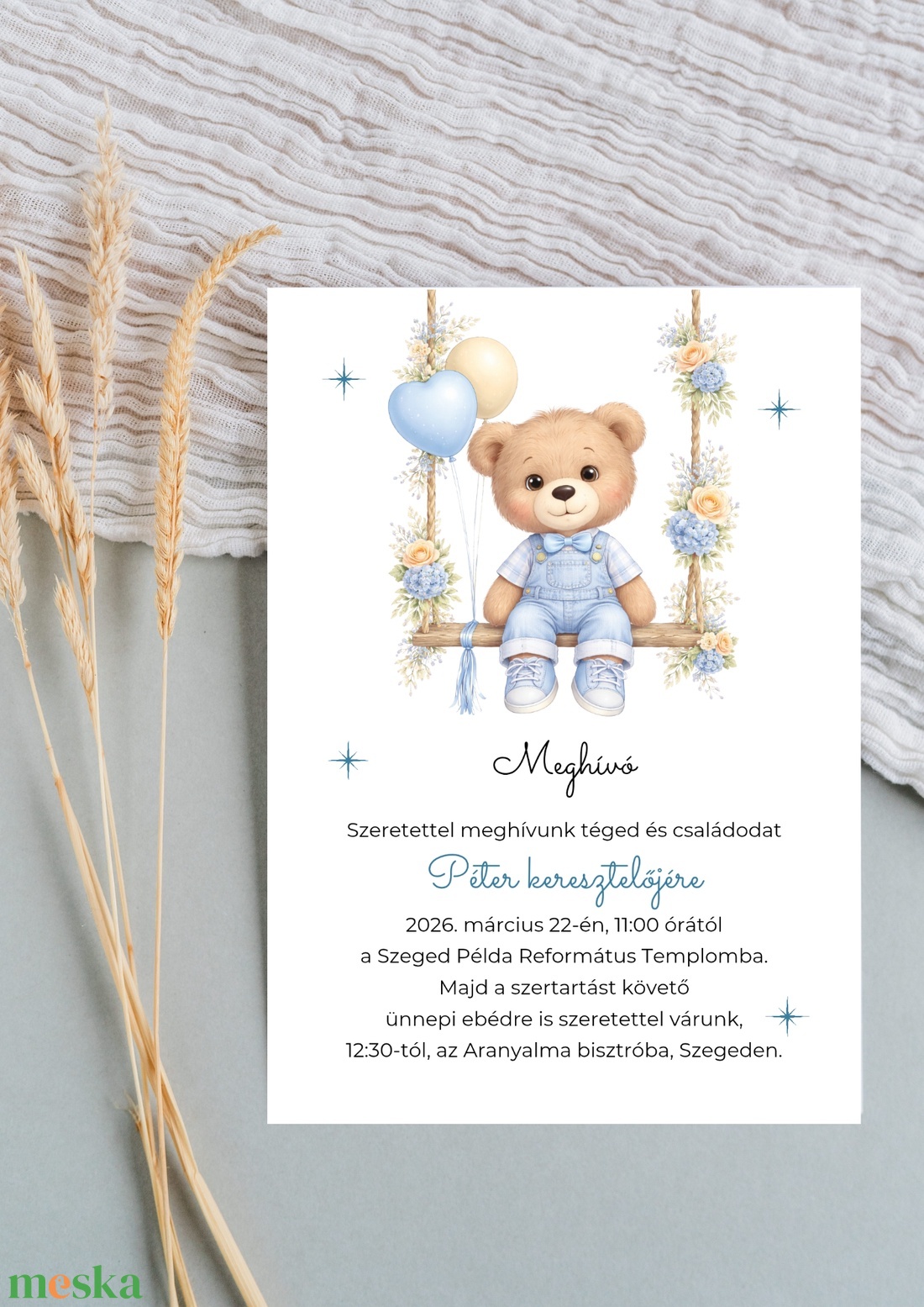 Keresztelési meghívó fiúknak � fiú macis - baba - mama - keresztelő kellékek - keresztelő meghívó - Meska.hu