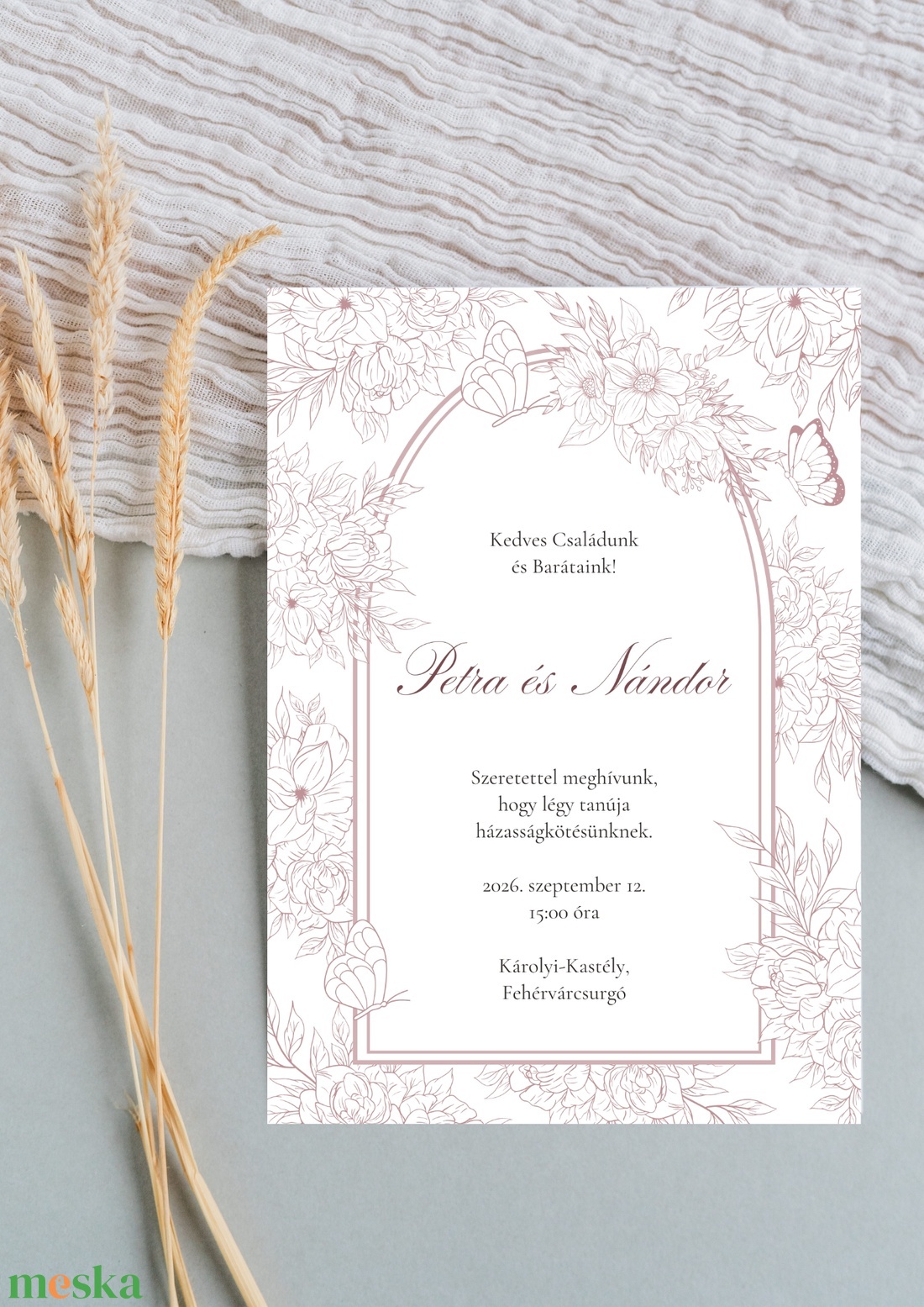 Esküvői meghívó szett, mályva színben - esküvő - meghívó & kártya - meghívó - Meska.hu