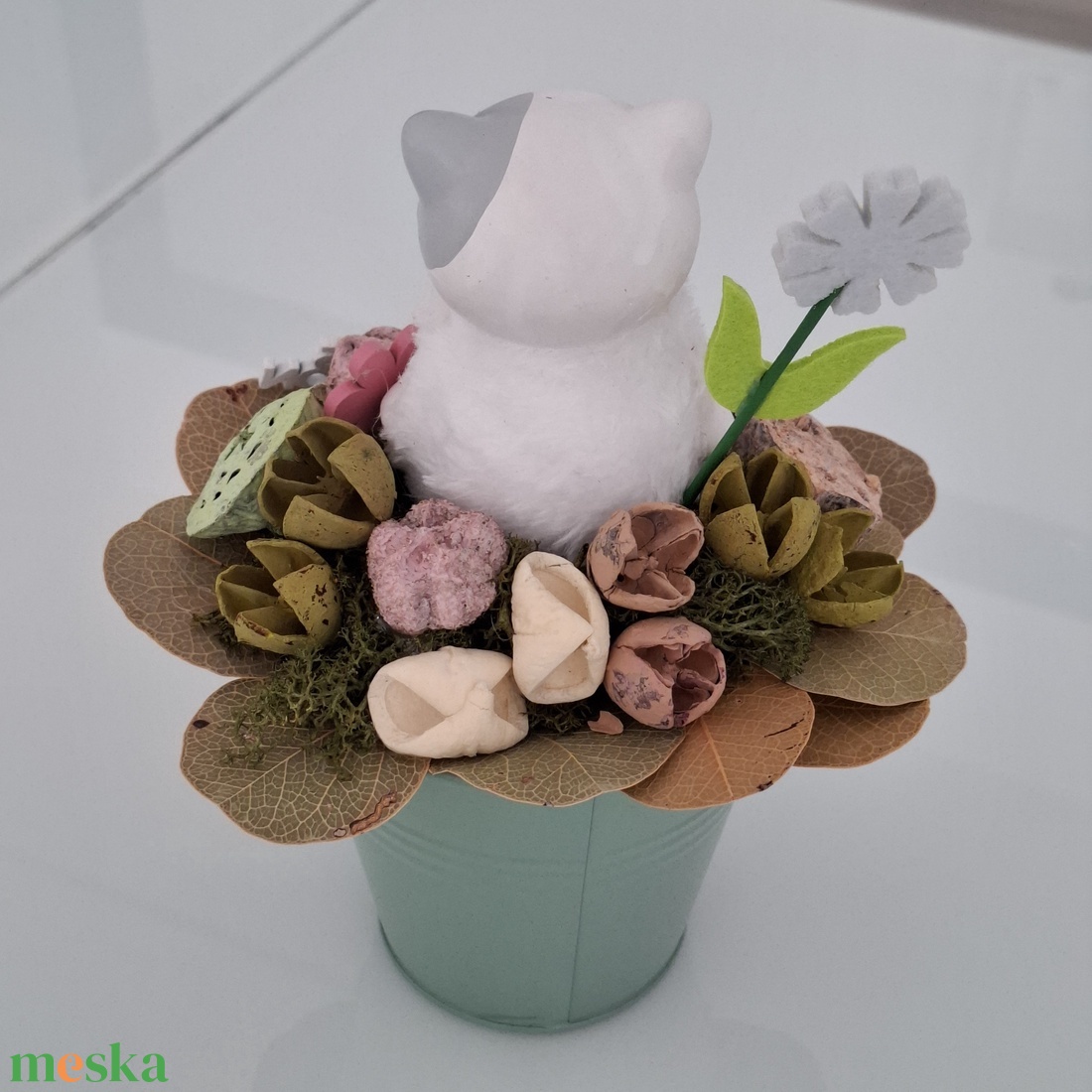 Cicás asztaldísz - otthon & életmód - virágdekoráció - virágdíszek - asztali virágdísz - Meska.hu