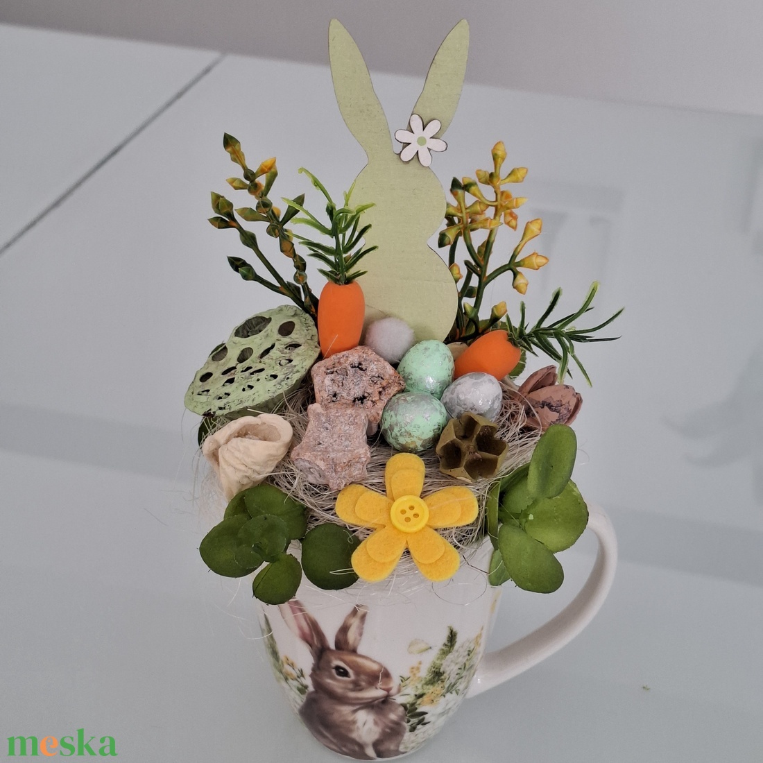Húsvéti dísz bögrében - ünnepi díszek, dekorációk - húsvéti díszek és dekorációk - húsvéti asztaldíszek - Meska.hu
