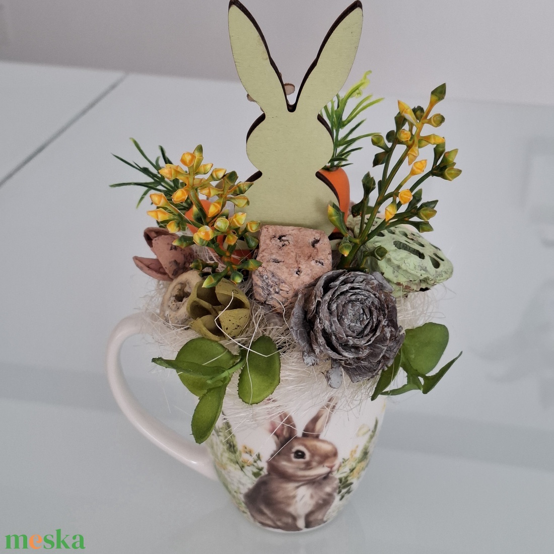 Húsvéti dísz bögrében - ünnepi díszek, dekorációk - húsvéti díszek és dekorációk - húsvéti asztaldíszek - Meska.hu