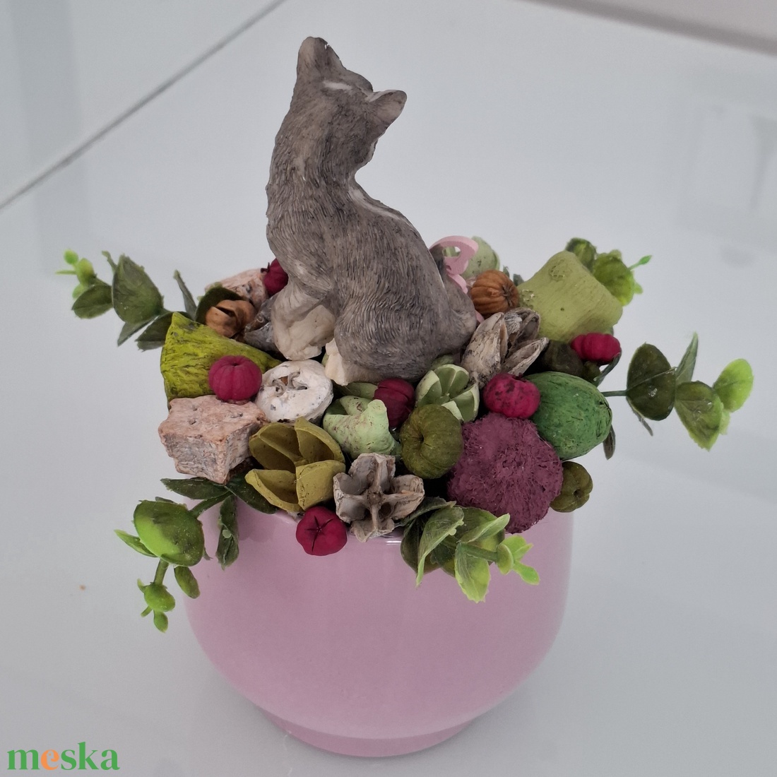 Cicás asztaldísz - otthon & életmód - virágdekoráció - virágdíszek - asztali virágdísz - Meska.hu