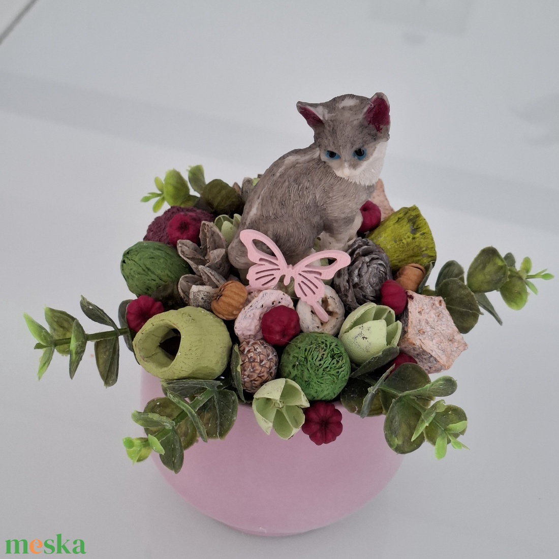 Cicás asztaldísz - otthon & életmód - virágdekoráció - virágdíszek - asztali virágdísz - Meska.hu