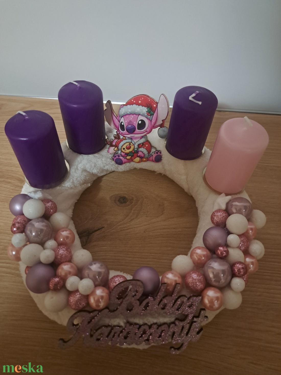 Stitch adventi koszorú - karácsony - adventi díszek - adventi koszorú - Meska.hu