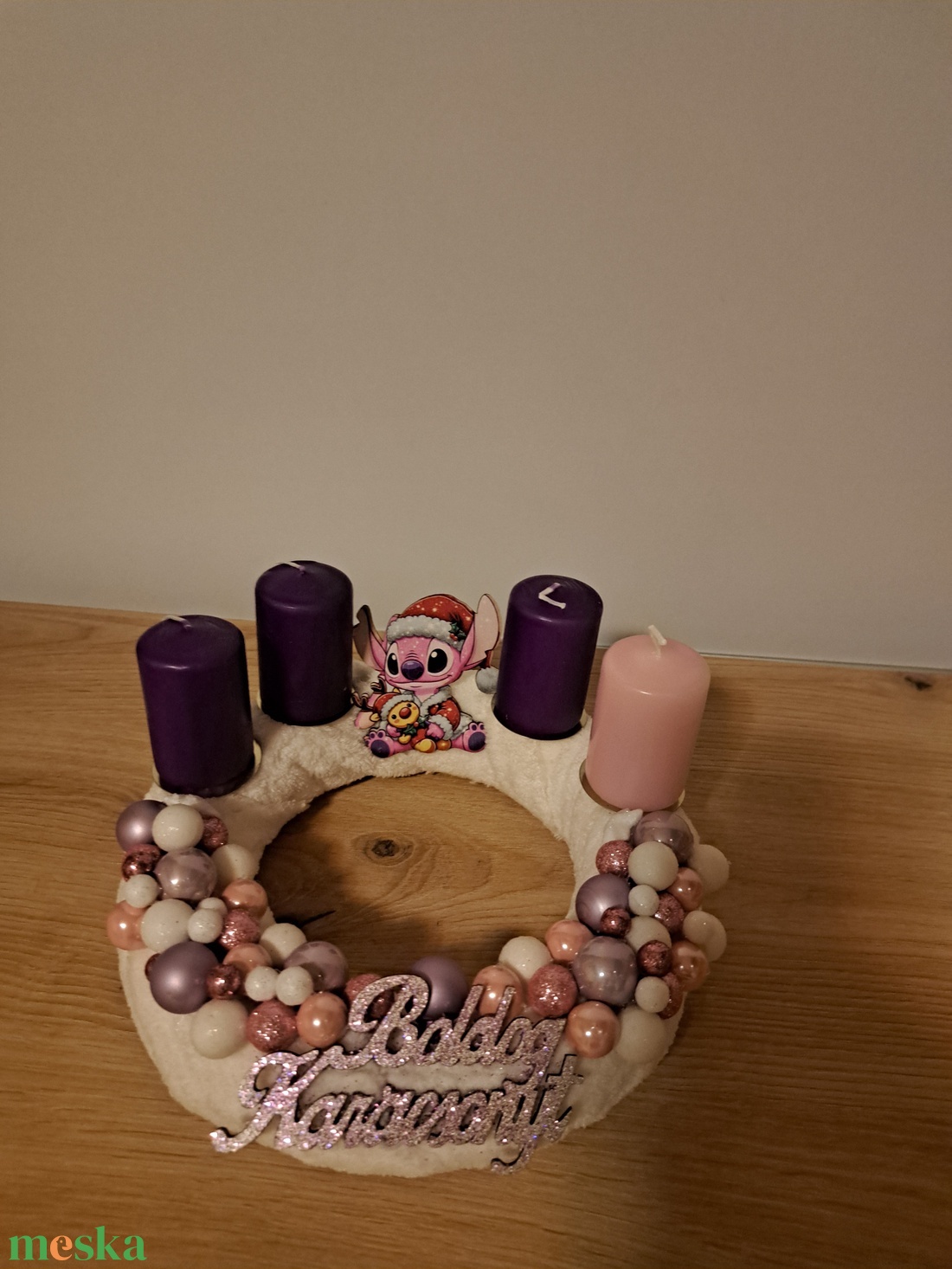 Stitch adventi koszorú - karácsony - adventi díszek - adventi koszorú - Meska.hu