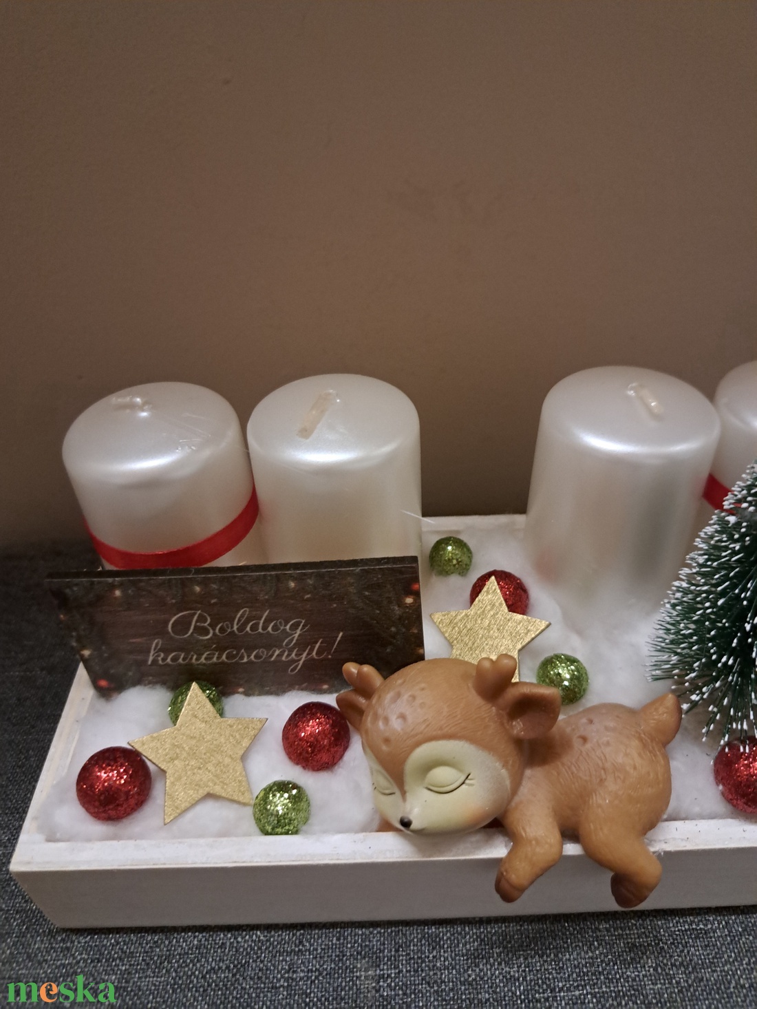 Őzikés adventi dísz - karácsony - adventi díszek - adventi asztaldísz - Meska.hu