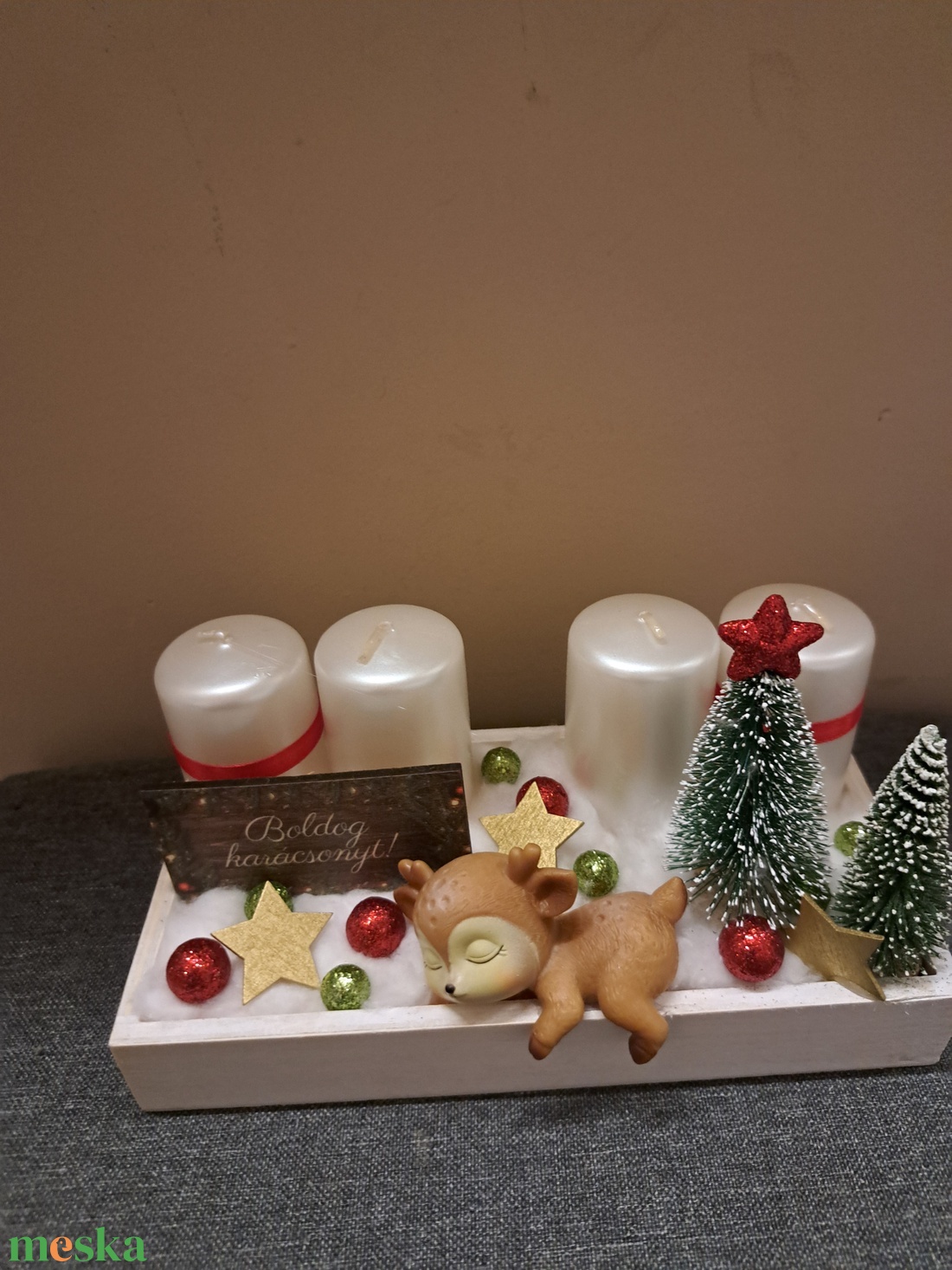 Őzikés adventi dísz - karácsony - adventi díszek - adventi asztaldísz - Meska.hu