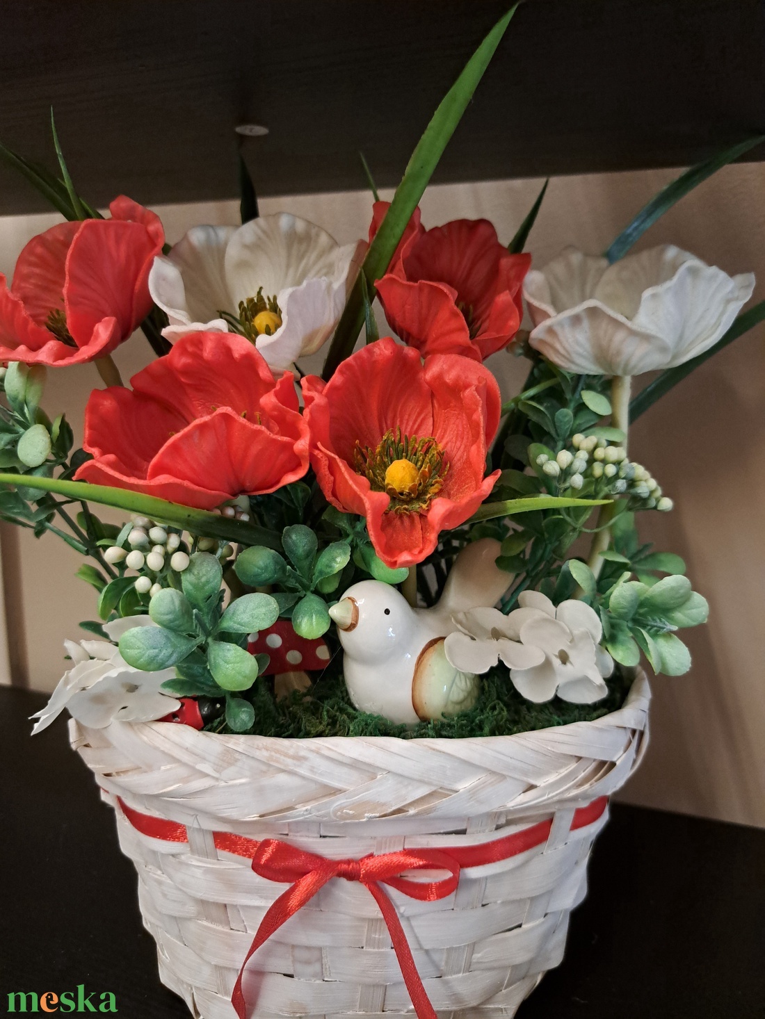 Pipacsos asztaldísz - otthon & életmód - dekoráció - asztal és polc dekoráció - asztaldísz - Meska.hu