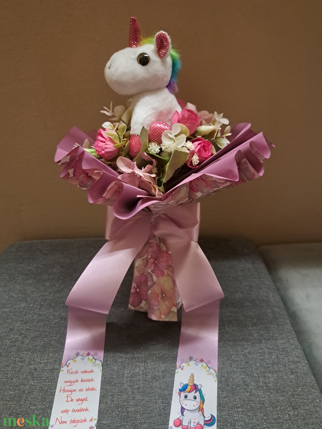 Unikornisos csokor - otthon & életmód - virágdekoráció - virágok - virágcsokor - Meska.hu