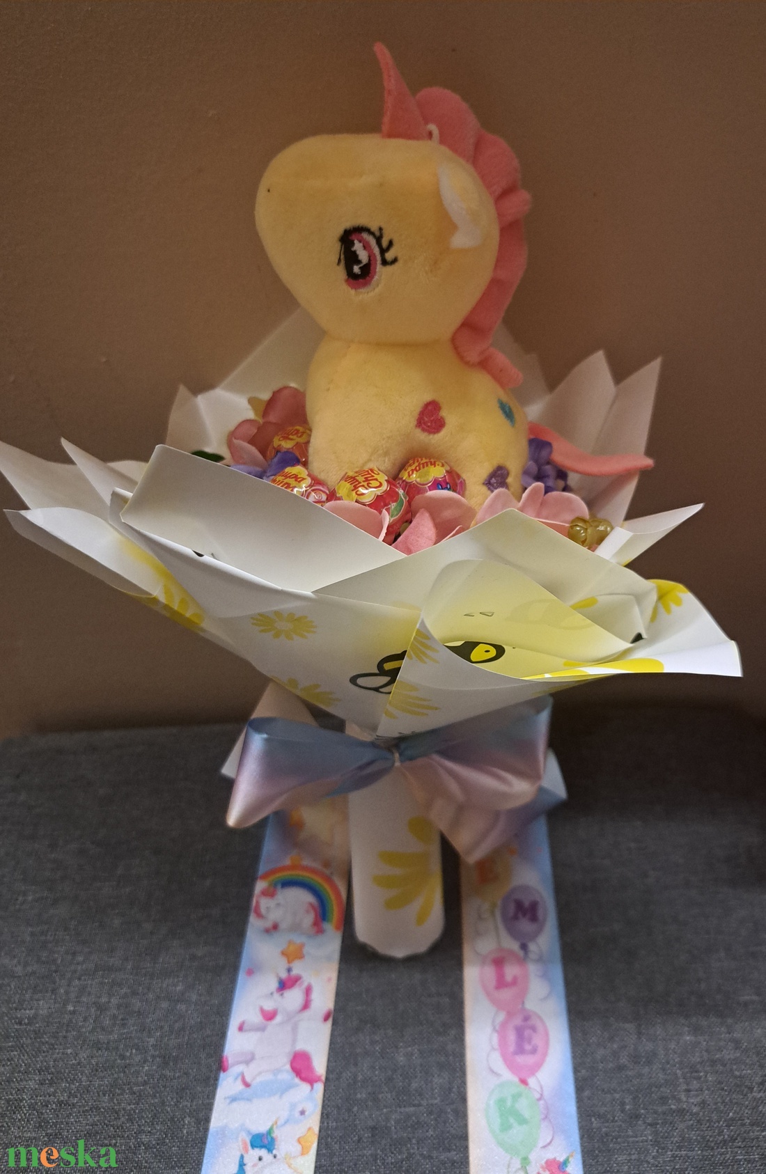 Unikornisos csokor - otthon & életmód - virágdekoráció - virágok - virágcsokor - Meska.hu