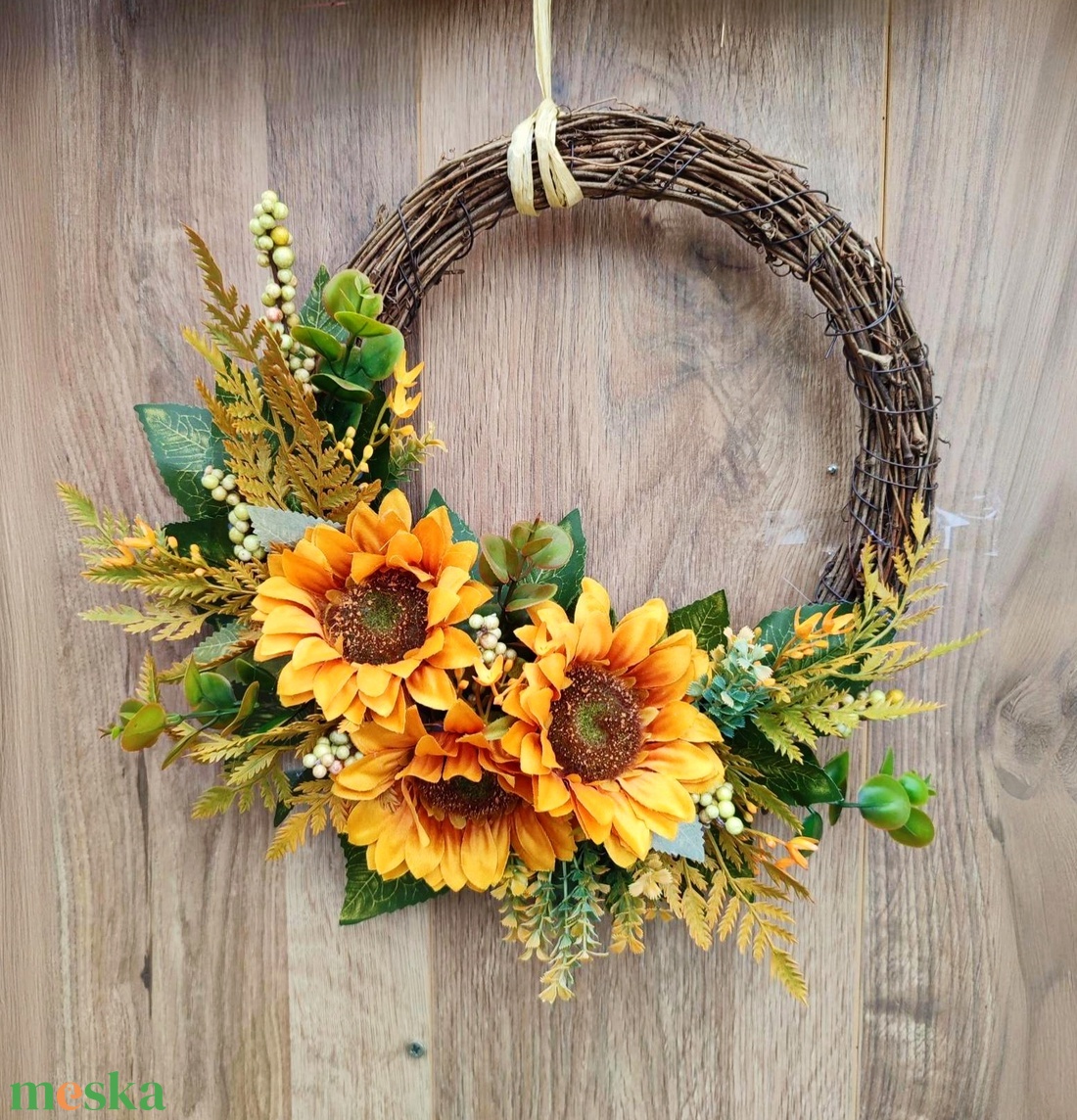 Napraforgós ajtódísz, őszi kopogtattó  - otthon & életmód - dekoráció - ajtó- és ablak dekoráció - ajtódísz & kopogtató - Meska.hu