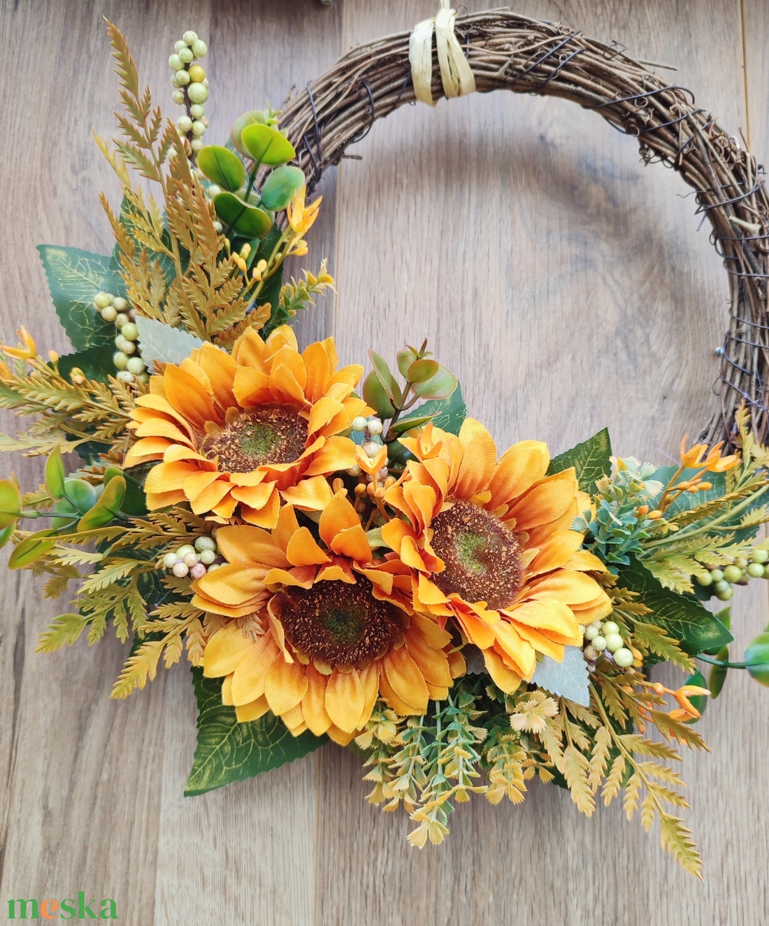 Napraforgós ajtódísz, őszi kopogtattó  - otthon & életmód - dekoráció - ajtó- és ablak dekoráció - ajtódísz & kopogtató - Meska.hu