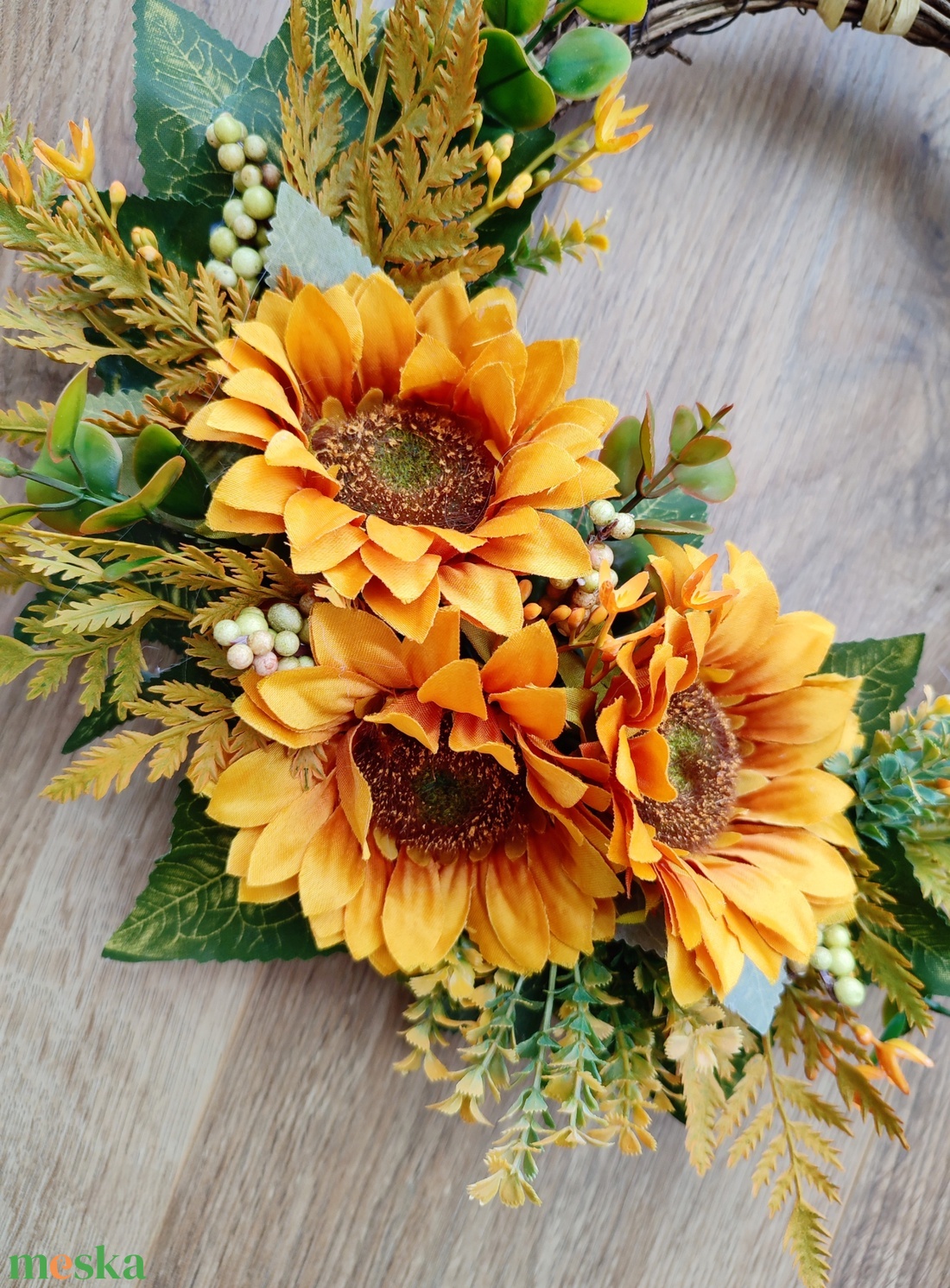 Napraforgós ajtódísz, őszi kopogtattó  - otthon & életmód - dekoráció - ajtó- és ablak dekoráció - ajtódísz & kopogtató - Meska.hu