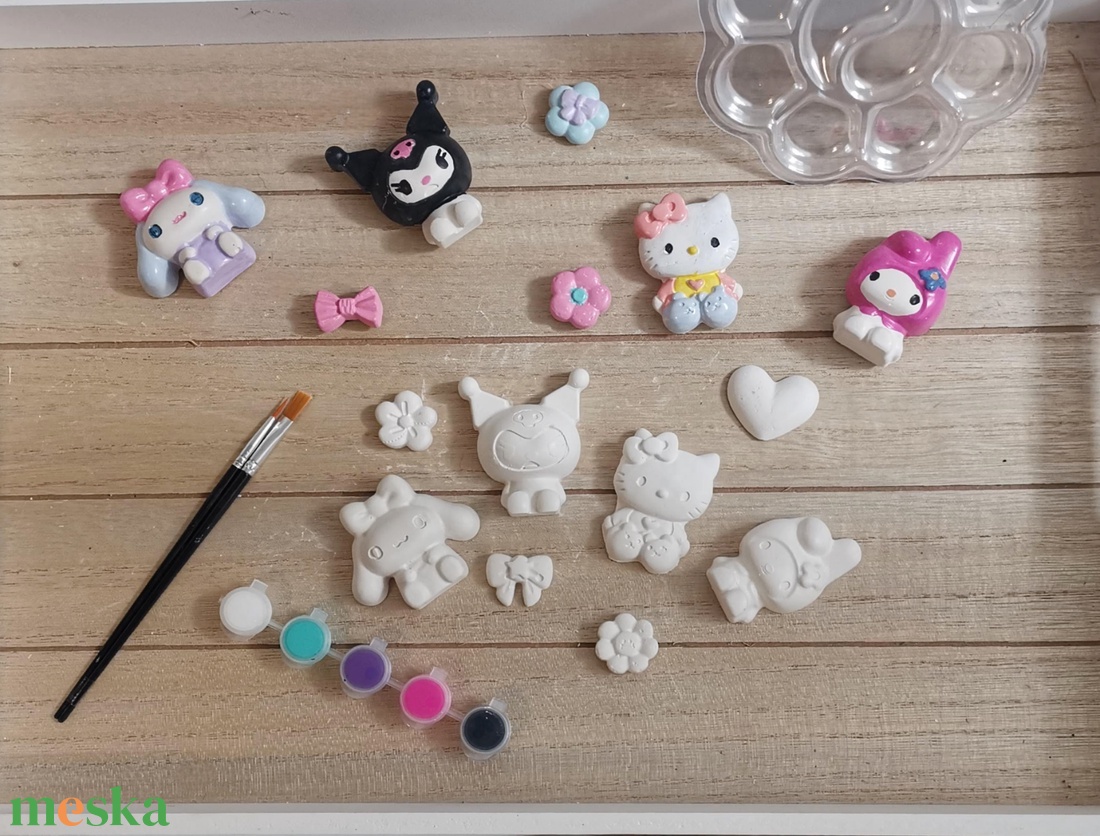 Festhető gipszfigurák szett, Kuromi -Hello Kitty - diy (csináld magad) - egységcsomag - Meska.hu