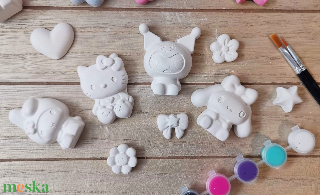 Festhető gipszfigurák szett, Kuromi -Hello Kitty - diy (csináld magad) - egységcsomag - Meska.hu