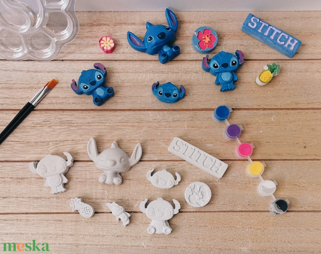 Festhető gipszfigurák szett, Stitch - diy (csináld magad) - egységcsomag - Meska.hu