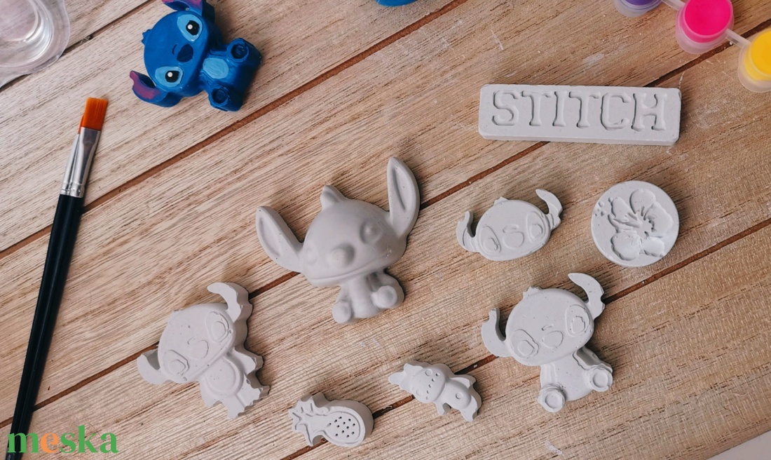 Festhető gipszfigurák szett, Stitch - diy (csináld magad) - egységcsomag - Meska.hu