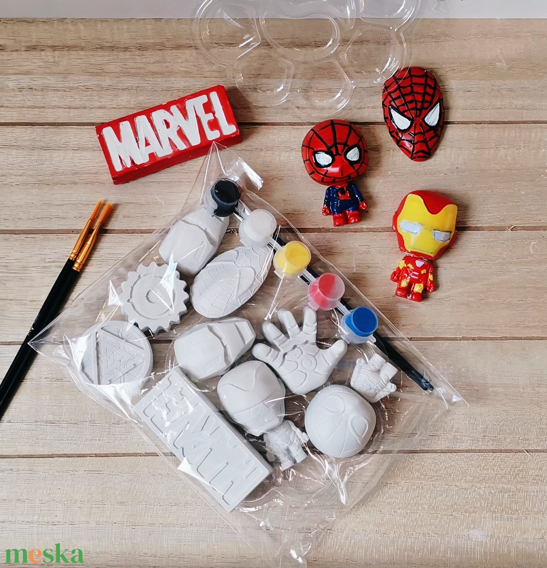 Festhető gipszfigurák szett, Marvel, Vasember , Pókember  - diy (csináld magad) - egységcsomag - Meska.hu