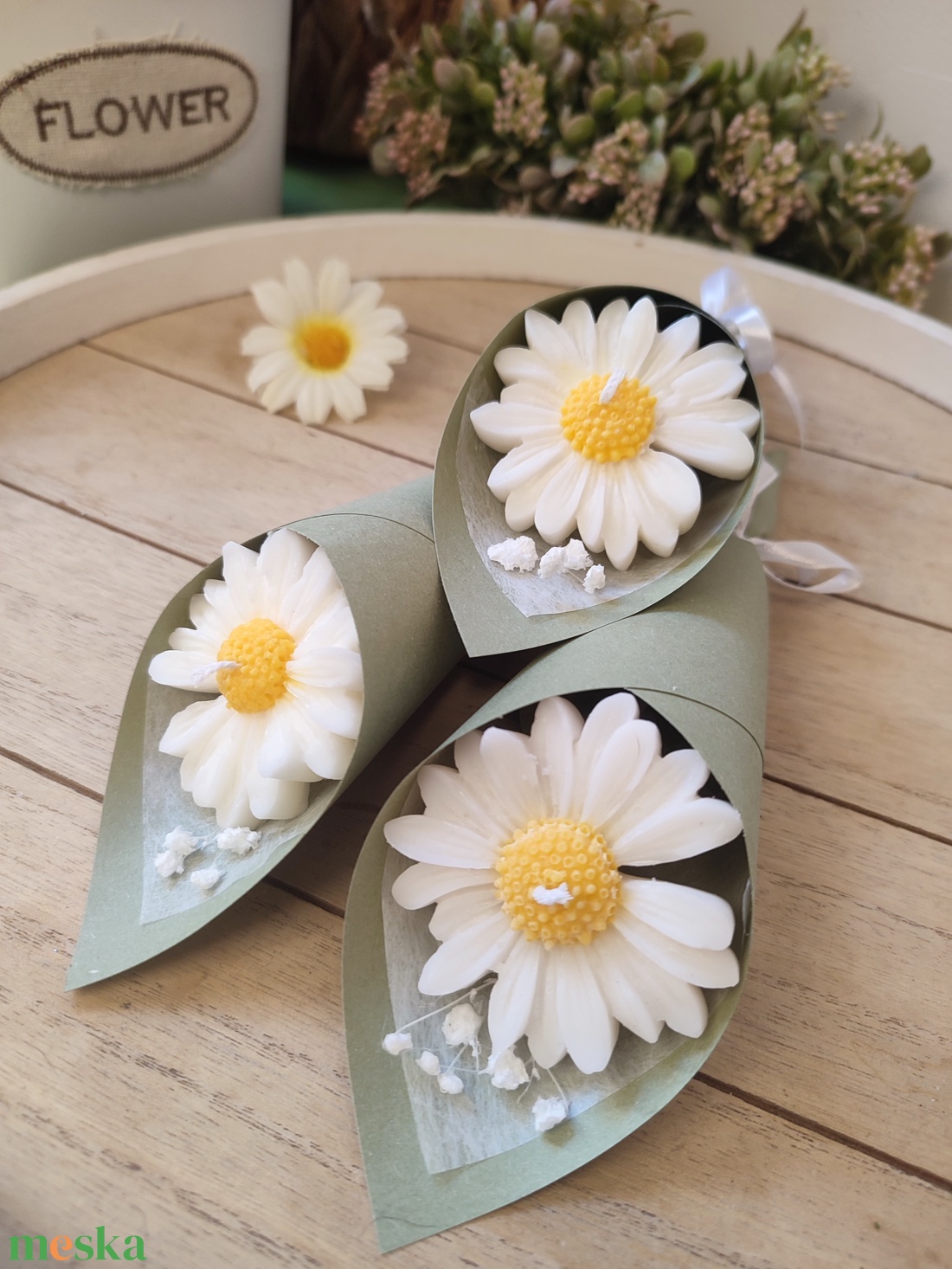 Virág gyertya,  külön csomagolva  fehér margaréta  - otthon & életmód - gyertya, illat, aroma - gyertya - Meska.hu