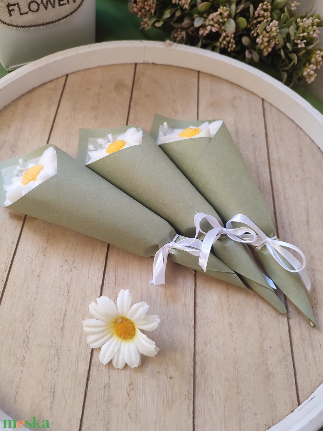 Virág gyertya,  külön csomagolva  fehér margaréta  - otthon & életmód - gyertya, illat, aroma - gyertya - Meska.hu