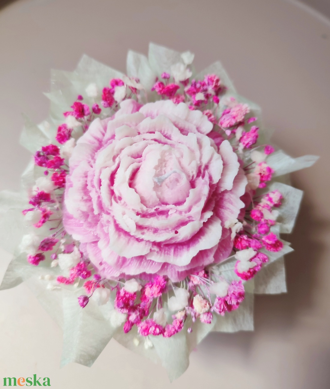 Gyertyabox Bazsarózsa - pink zöld - otthon & életmód - gyertya, illat, aroma - gyertya - Meska.hu