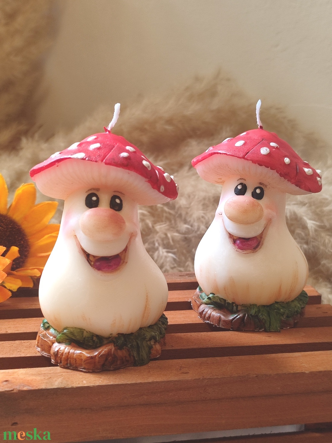 Kézműves gyertya, vidám gomba - otthon & életmód - gyertya, illat, aroma - gyertya - Meska.hu