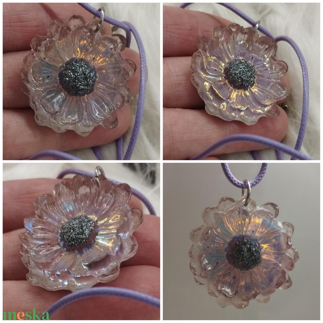 Cuki virág nyaklánc - ékszer - nyaklánc - medálos nyaklánc - Meska.hu