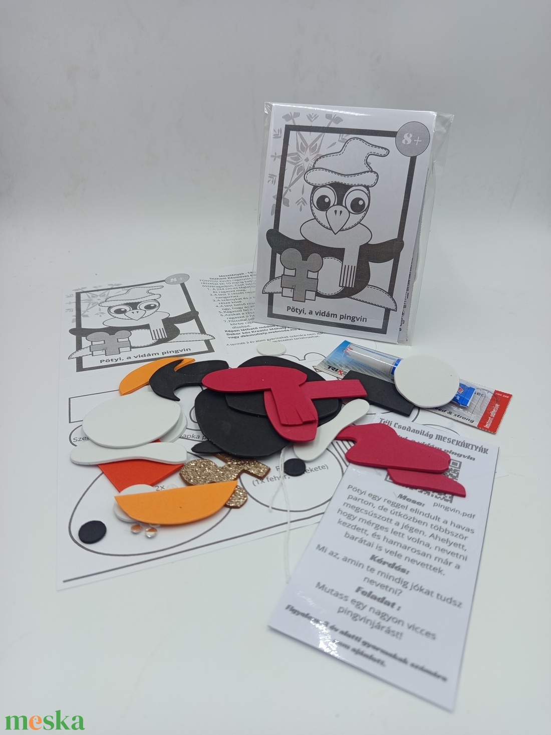Pingvin dekorgumi kézműves csomag, kreatív karácsonyi alkotás gyerekeknek és felnőtteknek - diy (csináld magad) - egységcsomag - Meska.hu