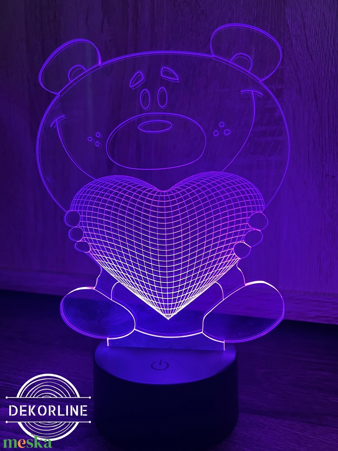 Szerelmes Maci LED lámpa Valentin-napra - otthon & lakás - lámpa - hangulatlámpa - Meska.hu