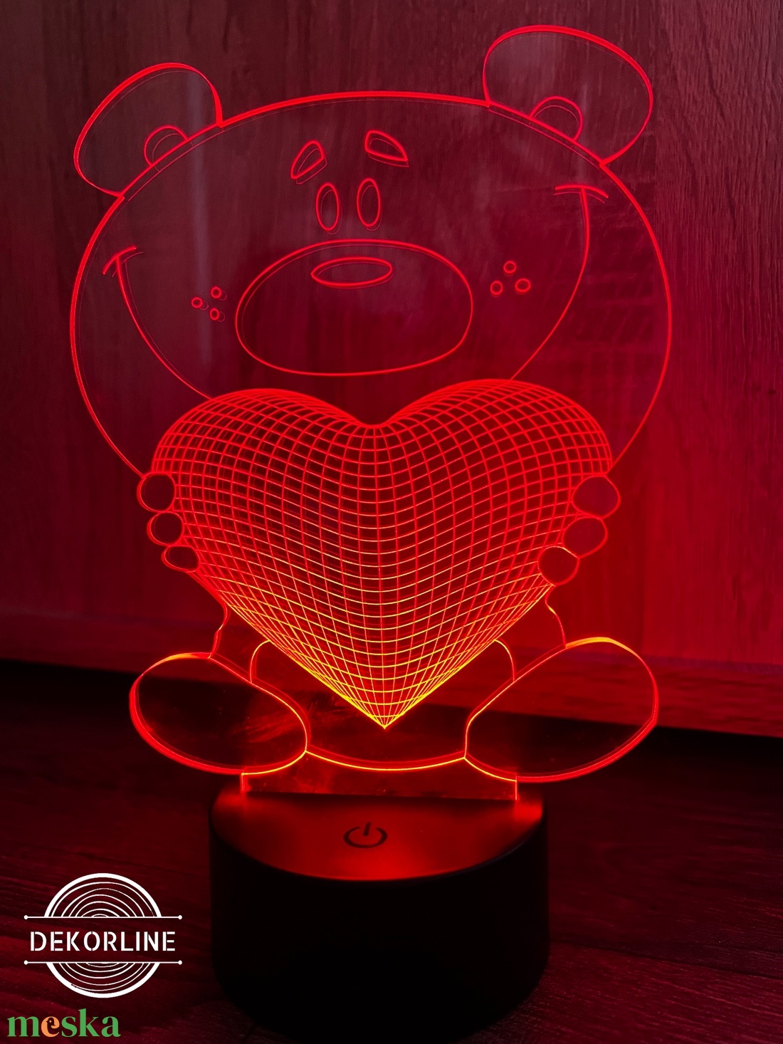 Szerelmes Maci LED lámpa Valentin-napra - otthon & lakás - lámpa - hangulatlámpa - Meska.hu