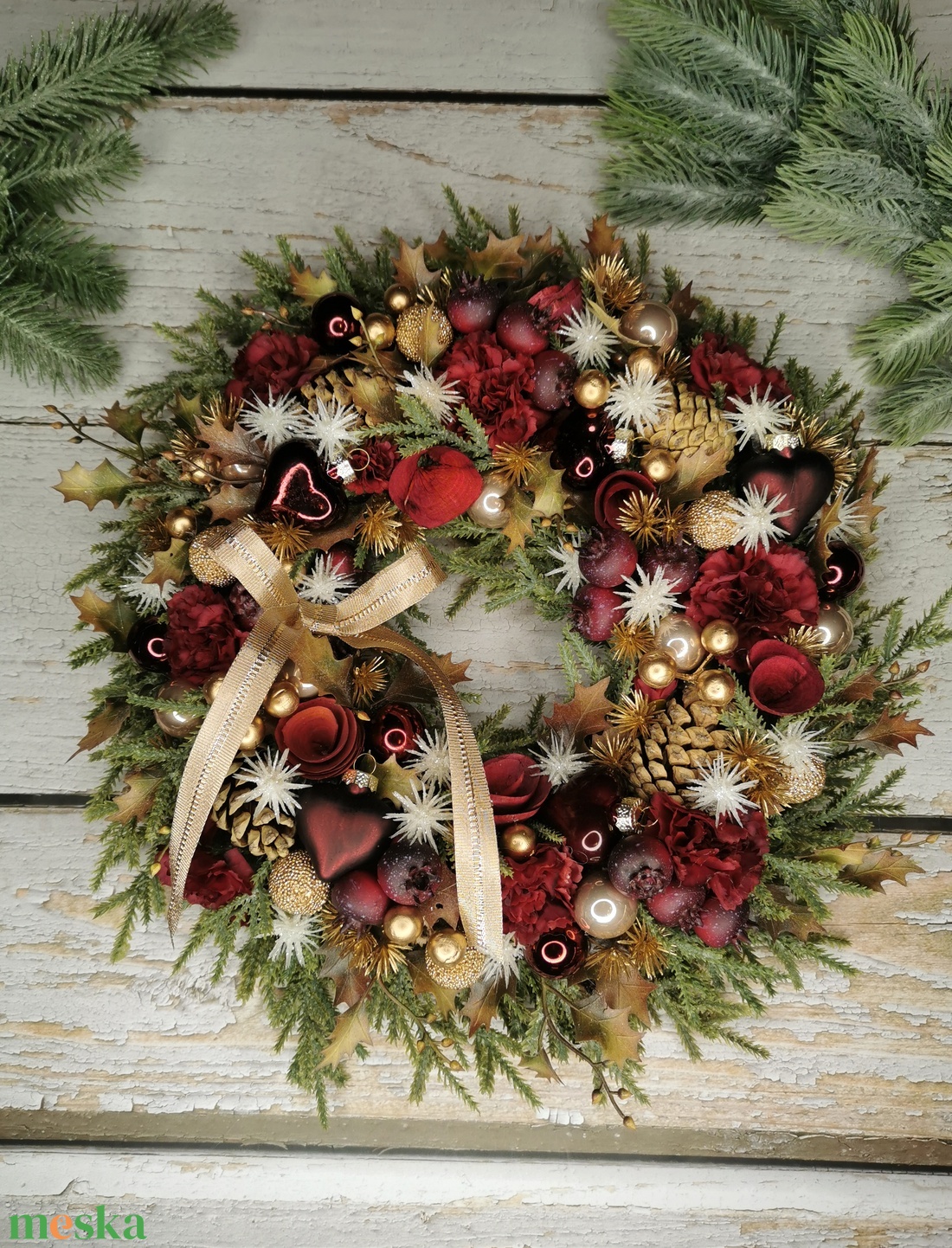 Bordó-arany karácsonyi kopogtató - karácsony - adventi díszek - adventi ajtódísz - Meska.hu Bordó-arany karácsonyi kopogtató - karácsony - adventi díszek - adventi ajtódísz - Meska.hu