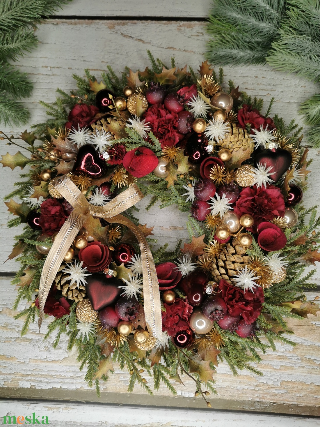 Bordó-arany karácsonyi kopogtató - karácsony - adventi díszek - adventi ajtódísz - Meska.hu Bordó-arany karácsonyi kopogtató - karácsony - adventi díszek - adventi ajtódísz - Meska.hu