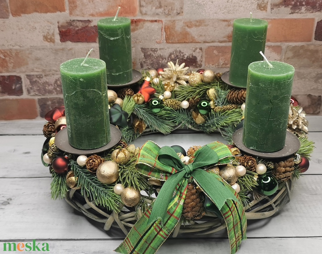 Zöld rusztikus adventi - karácsony - adventi díszek - adventi koszorú - Meska.hu