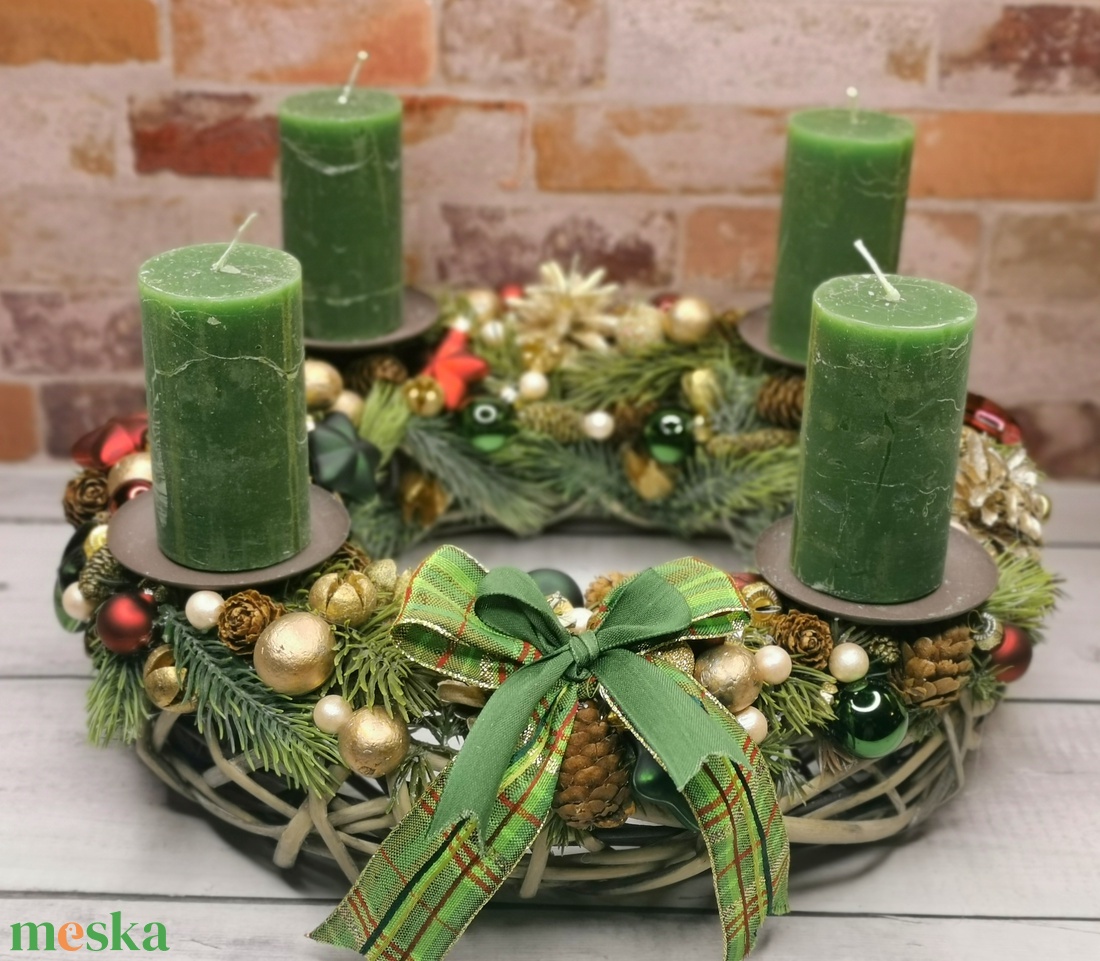 Zöld rusztikus adventi - karácsony - adventi díszek - adventi koszorú - Meska.hu