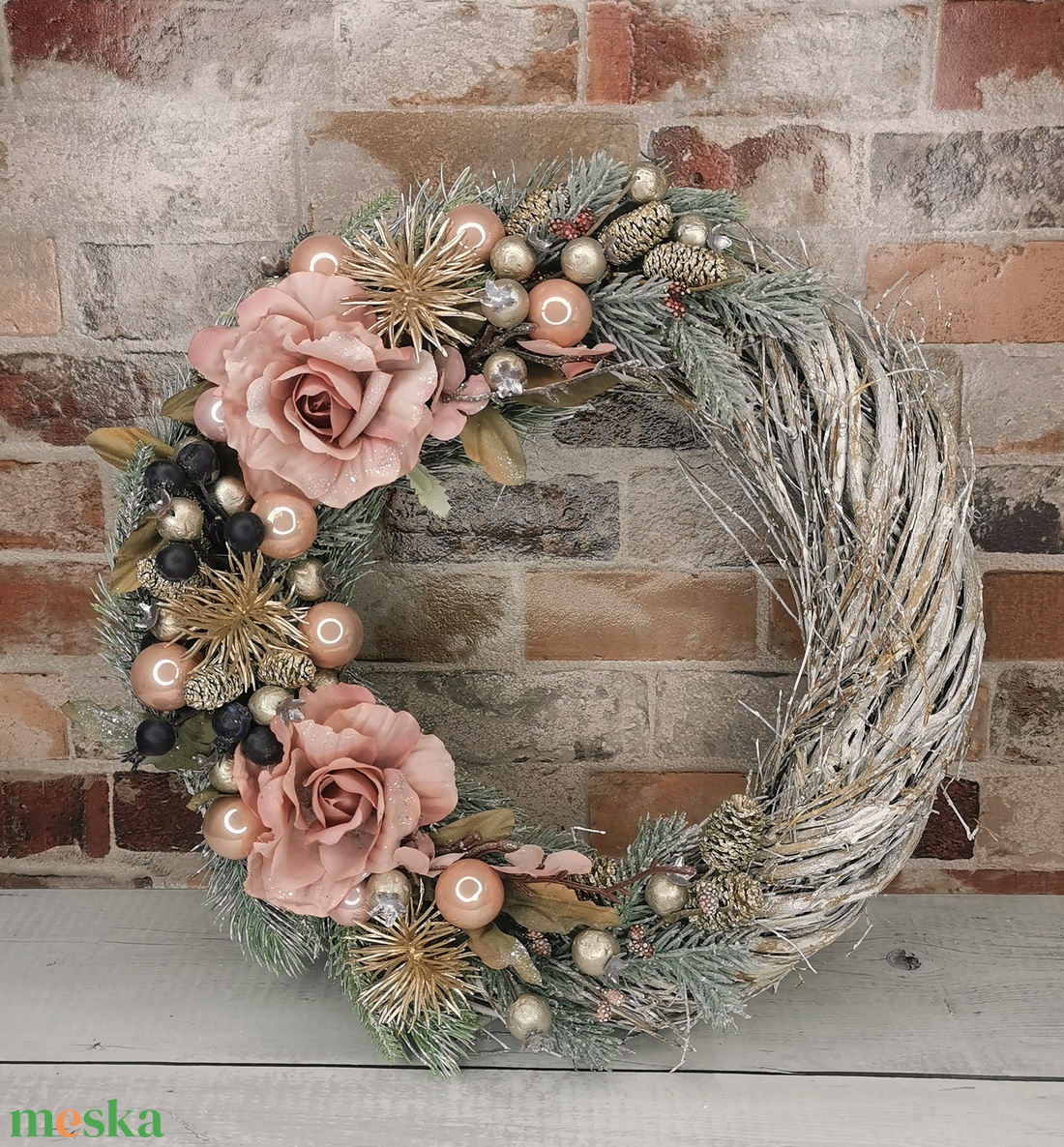 Karácsonyi vessző kopogtató - karácsony - adventi díszek - adventi ajtódísz - Meska.hu