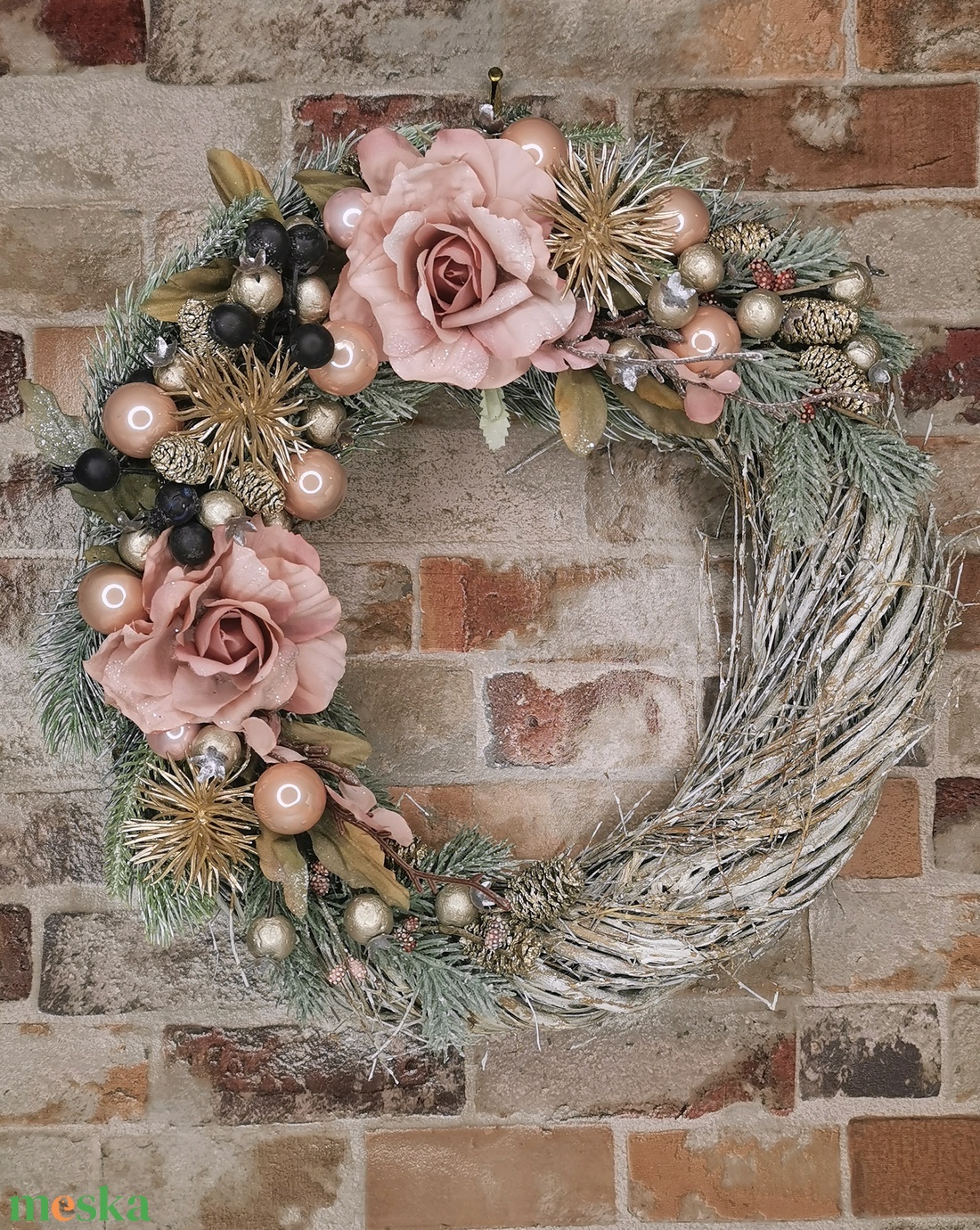 Karácsonyi vessző kopogtató - karácsony - adventi díszek - adventi ajtódísz - Meska.hu