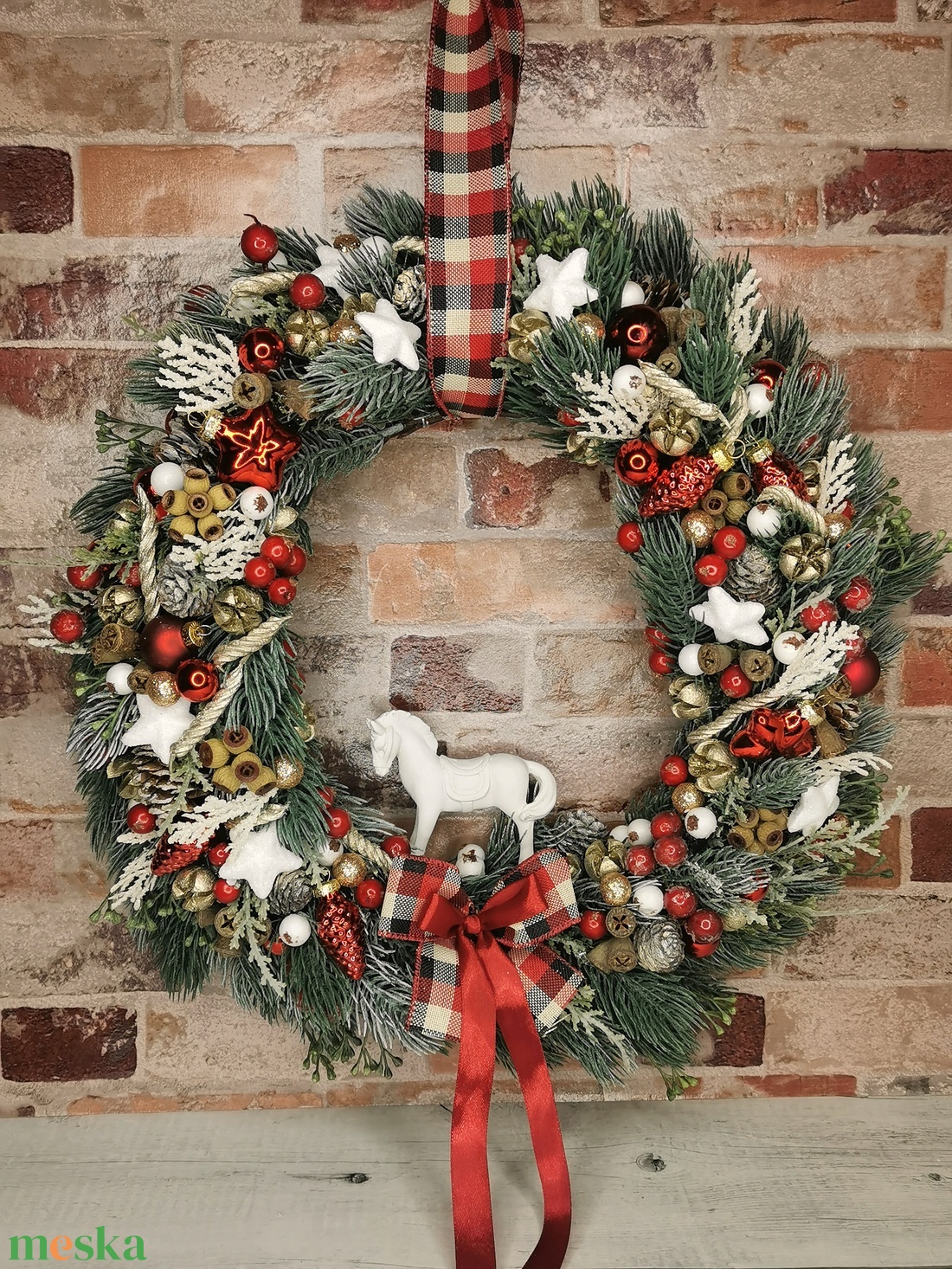 Hintalovas ünnepi kopogtató - karácsony - adventi díszek - adventi ajtódísz - Meska.hu