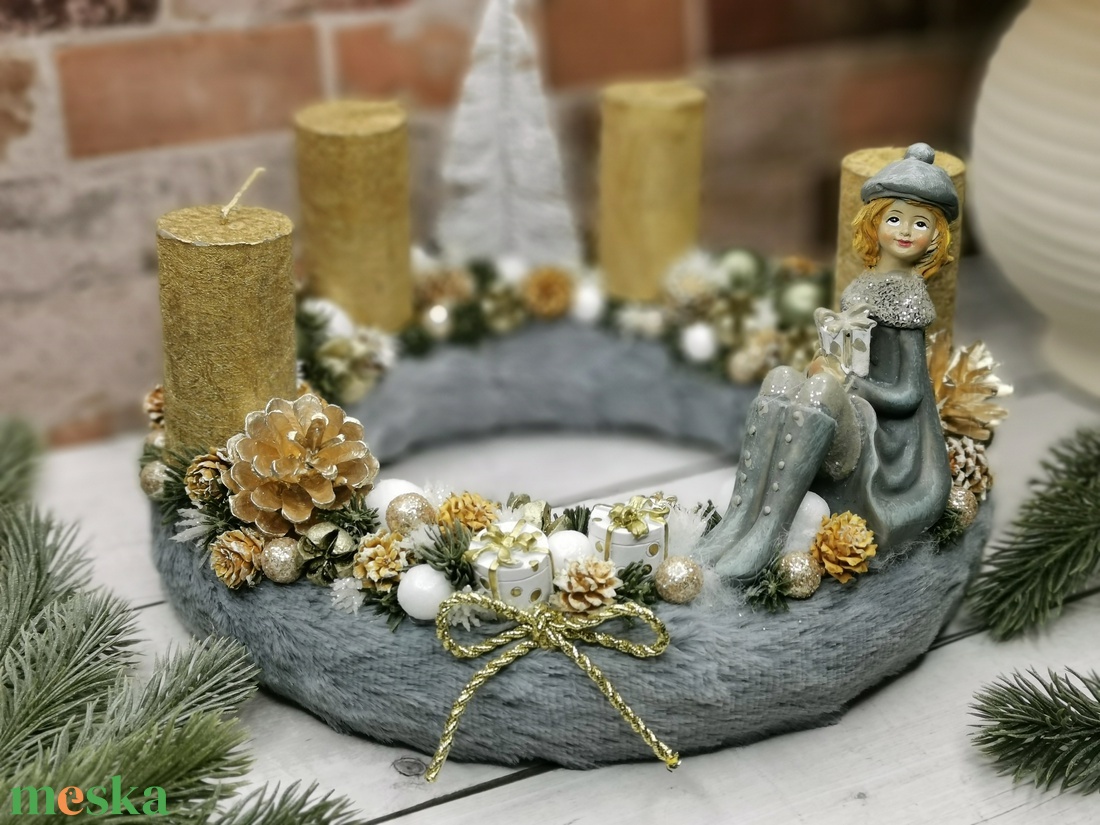 Elegáns adventi koszorú - karácsony - adventi díszek - adventi asztaldísz - Meska.hu