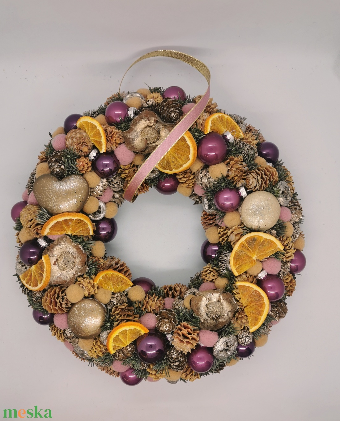 Karácsonyi narancsos kopogtató - karácsony - adventi díszek - adventi ajtódísz - Meska.hu