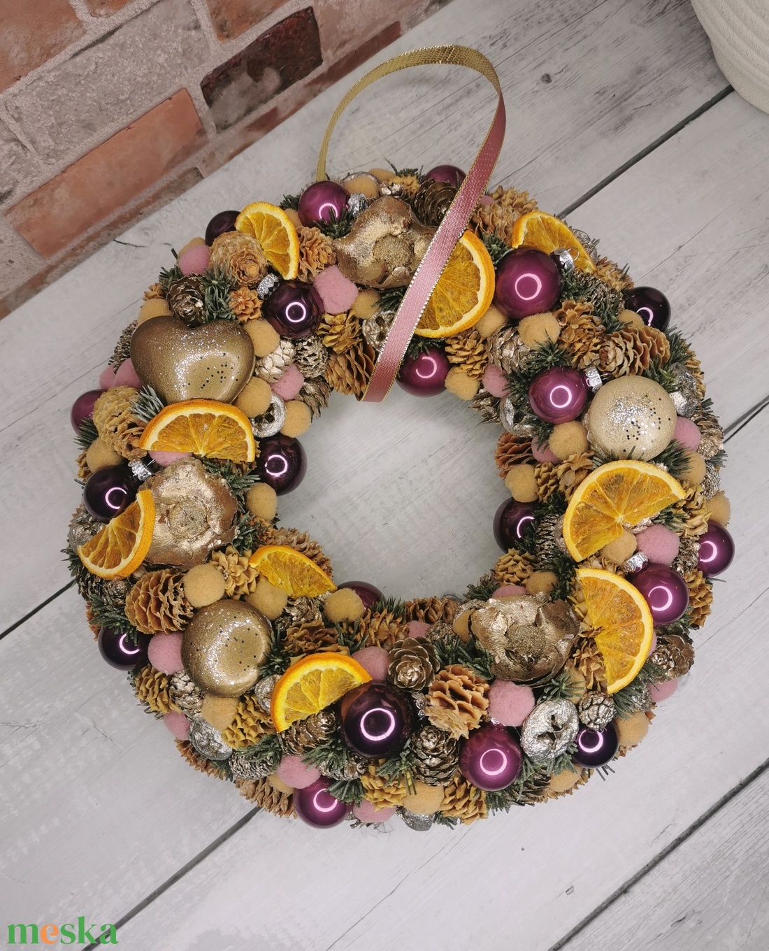 Karácsonyi narancsos kopogtató - karácsony - adventi díszek - adventi ajtódísz - Meska.hu