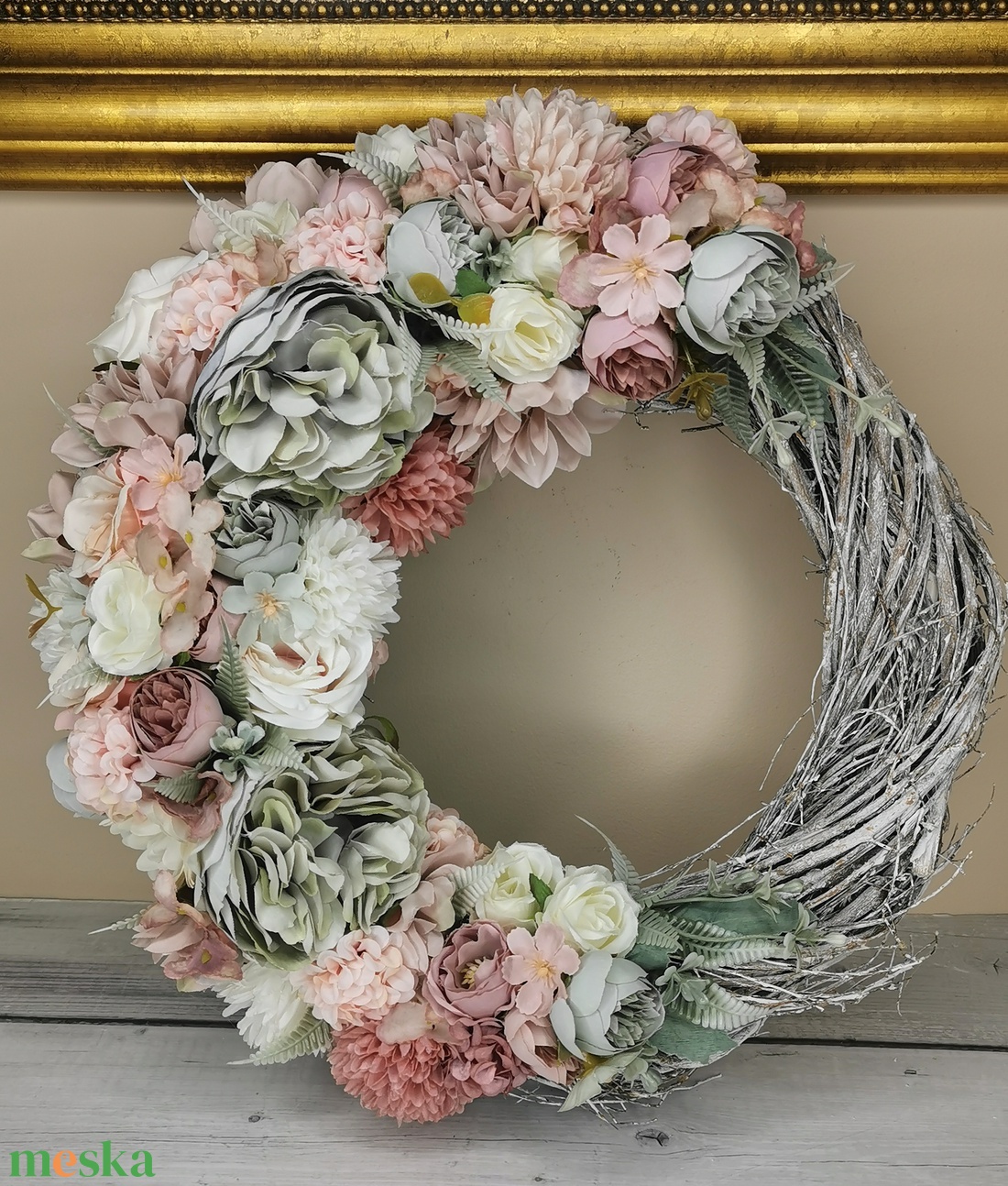 Pasztell tavaszi kopogtató - otthon & életmód - dekoráció - ajtó- és ablak dekoráció - ajtódísz & kopogtató - Meska.hu