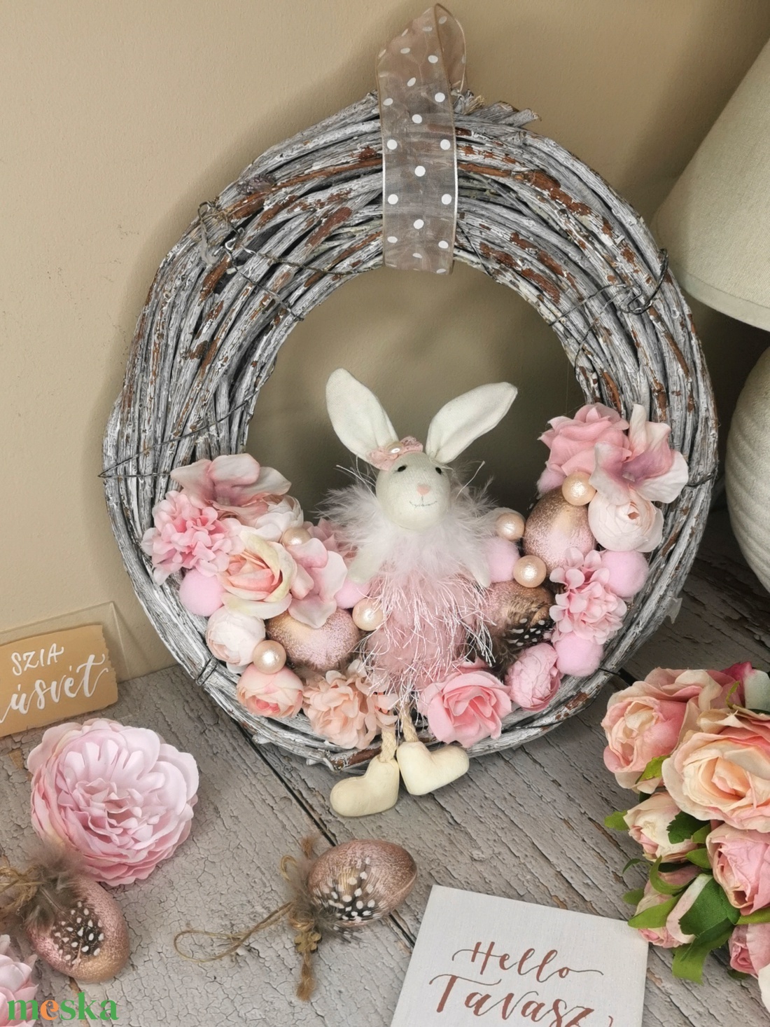 Húsvéti nyuszis kopogtató - otthon & életmód - dekoráció - ajtó- és ablak dekoráció - ajtódísz & kopogtató - Meska.hu