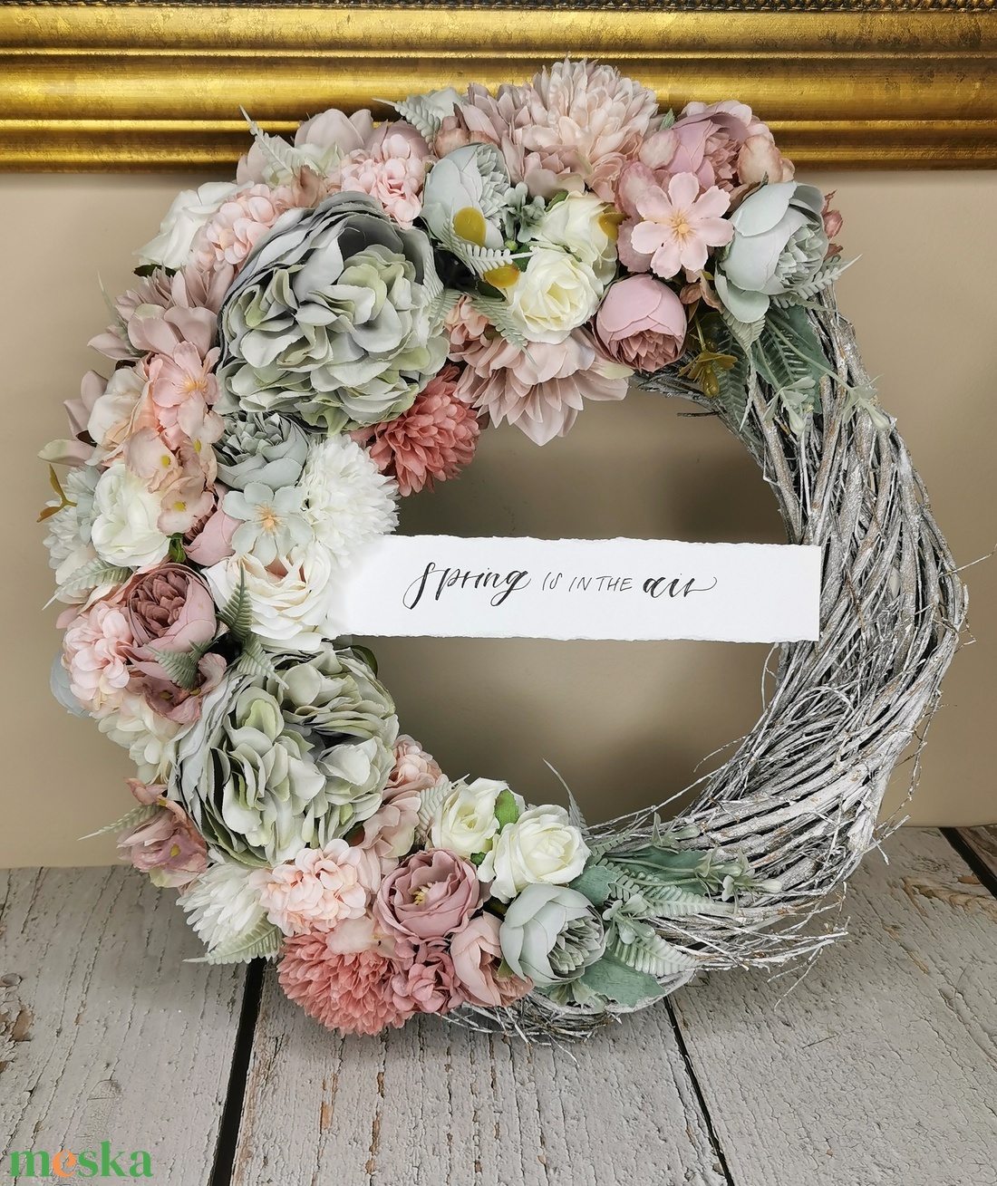 Pasztell tavaszi kopogtató - otthon & életmód - dekoráció - ajtó- és ablak dekoráció - ajtódísz & kopogtató - Meska.hu