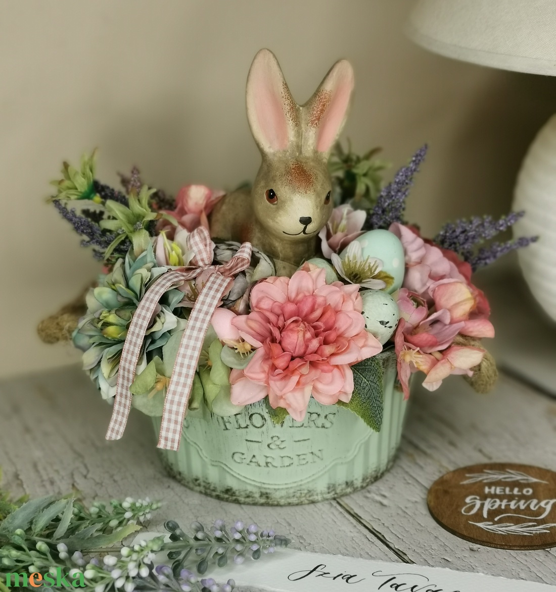 Húsvéti nyuszis menta tál - ünnepi díszek, dekorációk - húsvéti díszek és dekorációk - húsvéti asztaldíszek - Meska.hu