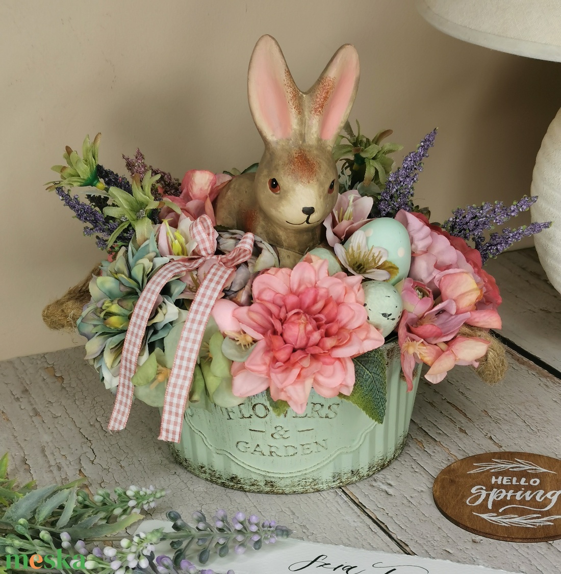 Húsvéti nyuszis menta tál - ünnepi díszek, dekorációk - húsvéti díszek és dekorációk - húsvéti asztaldíszek - Meska.hu