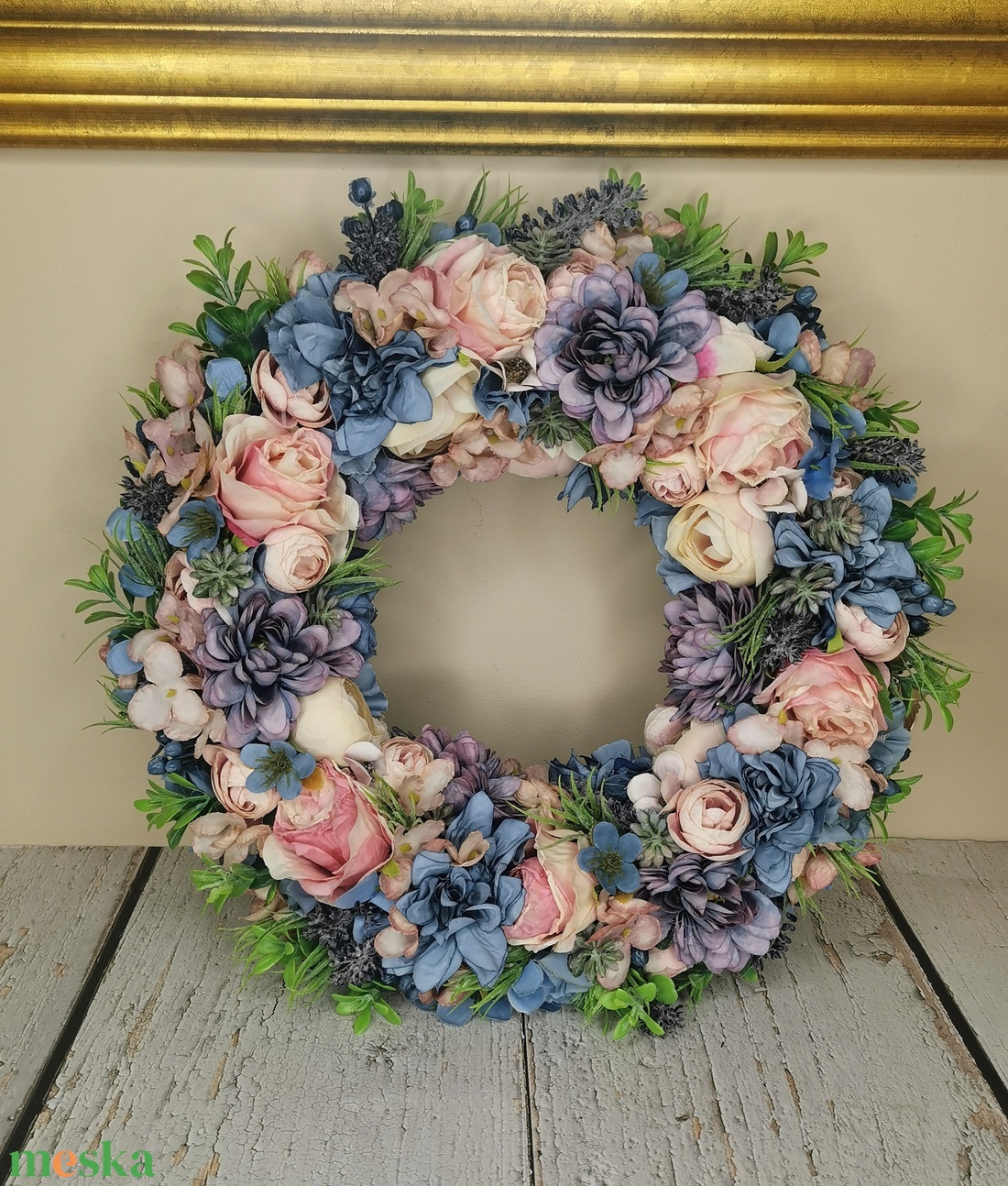 Kékes-lilás virágos ajtódísz - otthon & életmód - dekoráció - ajtó- és ablak dekoráció - ajtódísz & kopogtató - Meska.hu